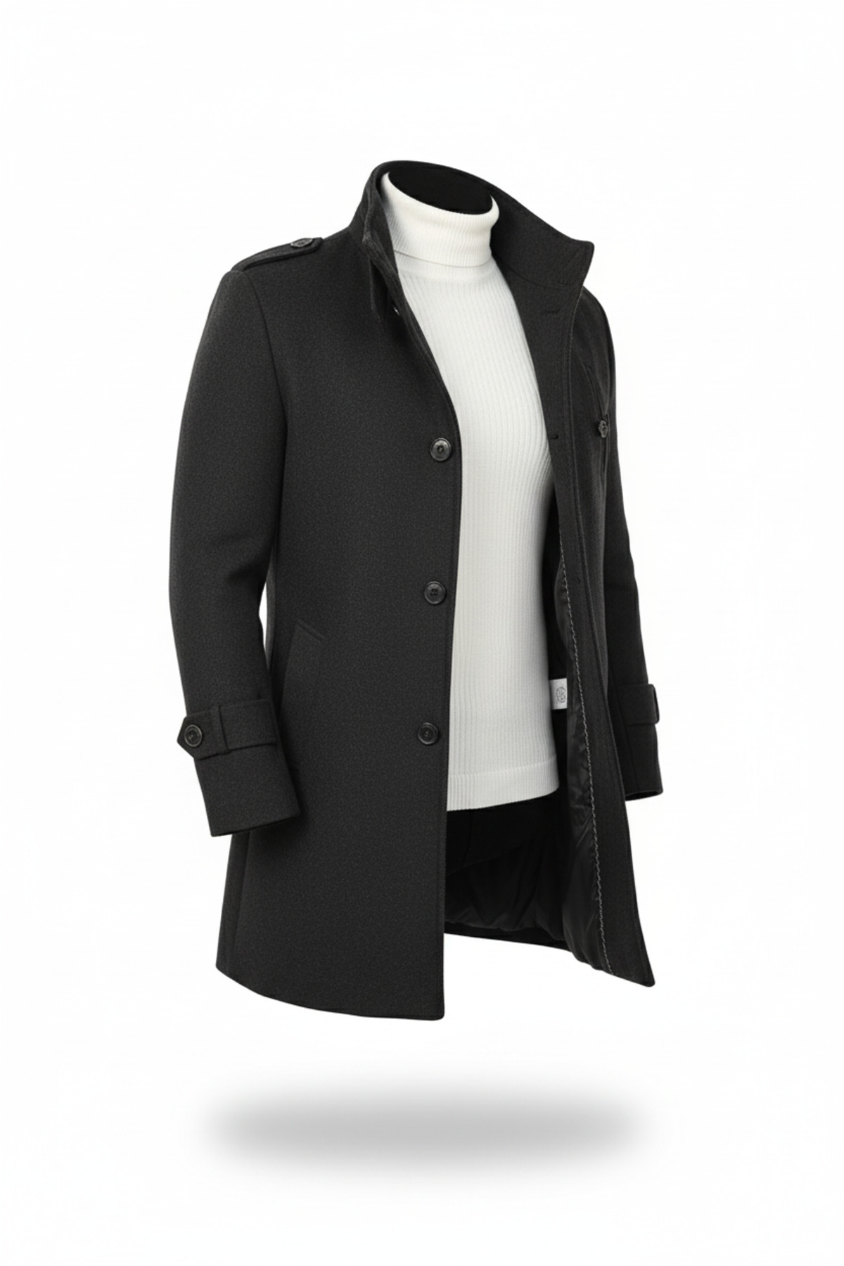 Mero Life Erkek Antrasit Renk Dar Kesim Uzun Kaşe Kaban