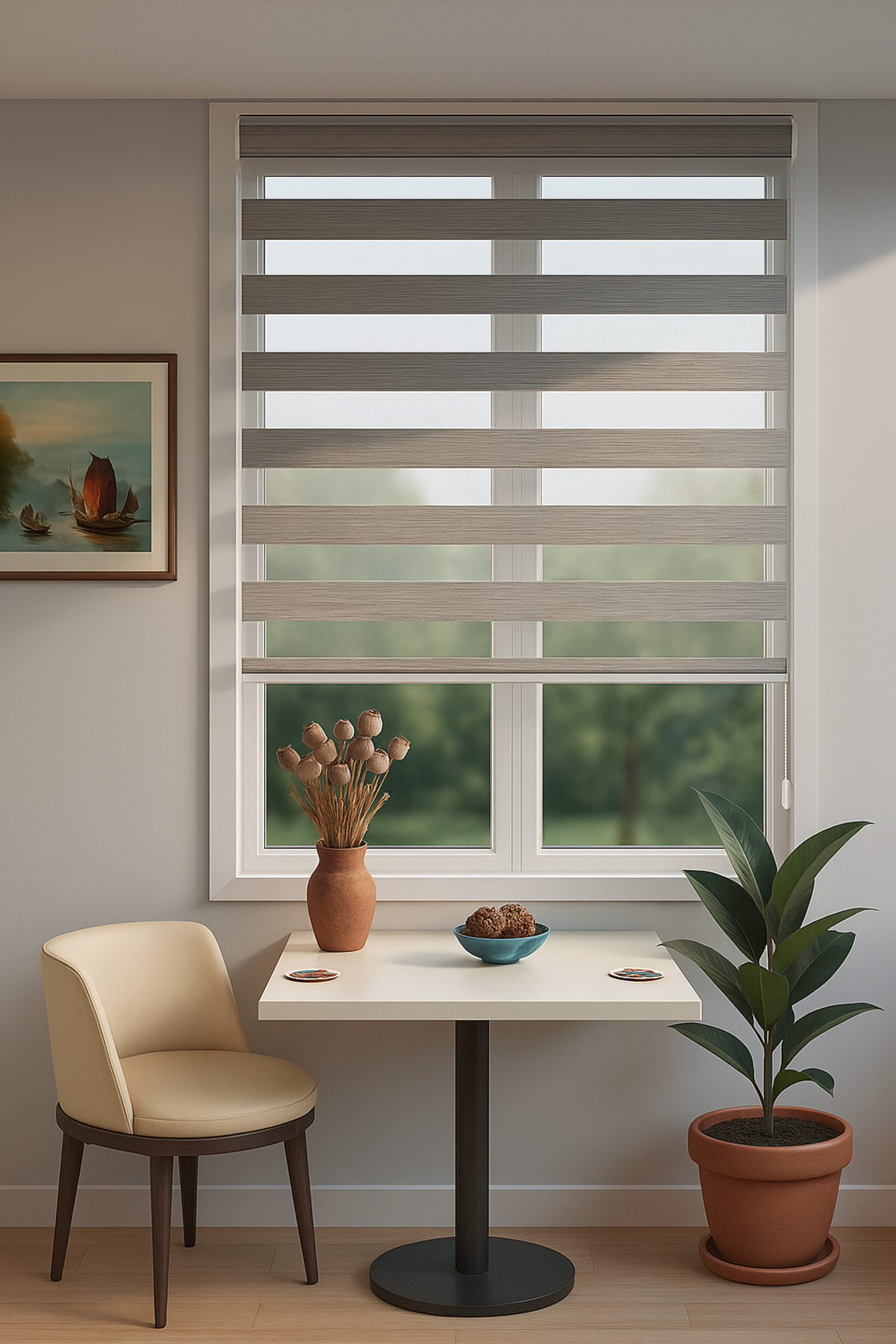 Light Grey Aluminum Case Zebra Curtain