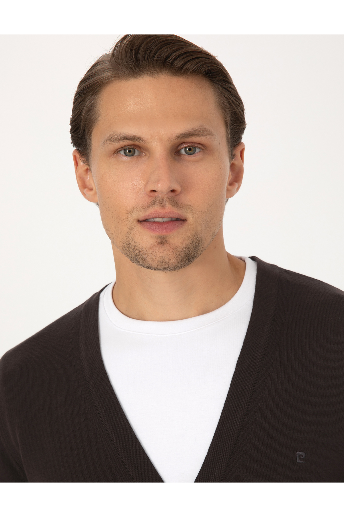 Pierre Cardin  Koyu Kahverengi Slim Fit Basic Düğmeli Triko Hırka 50317330-VR084 - Görsel 2