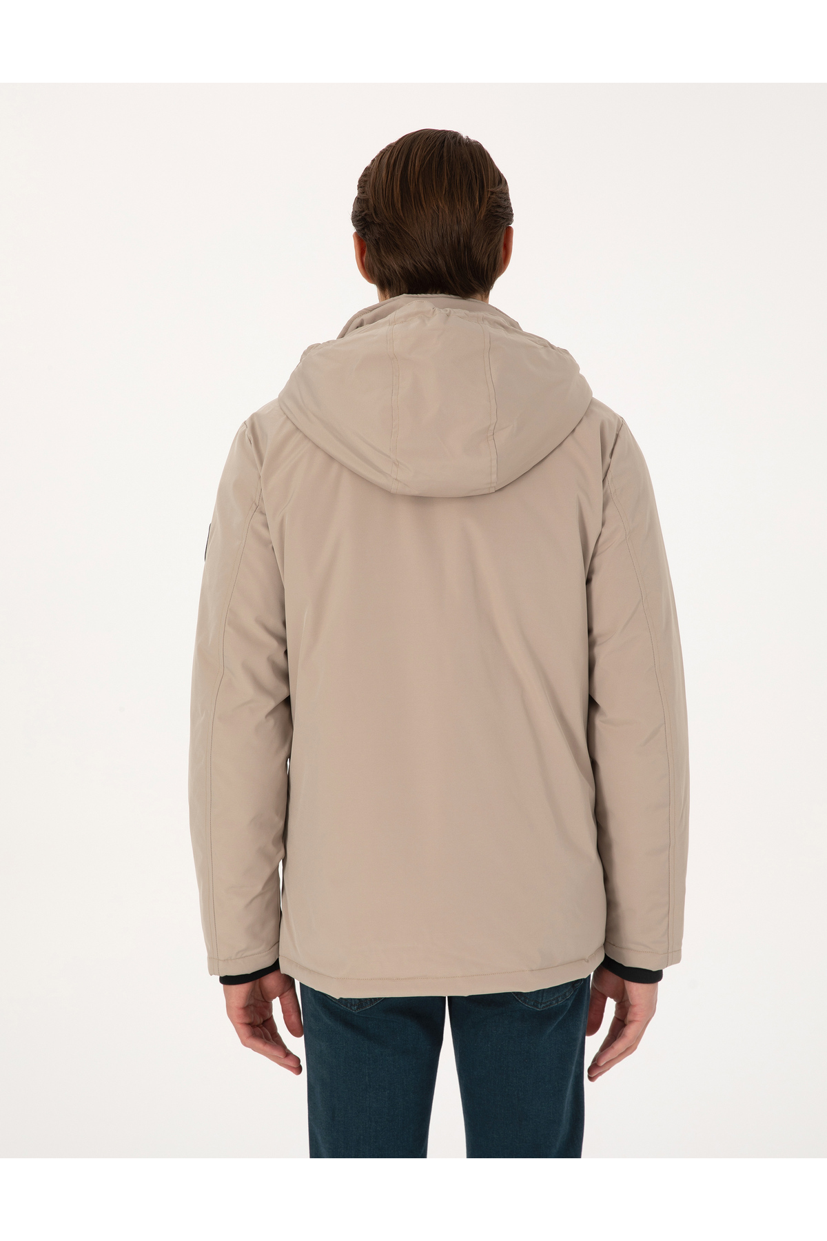 Pierre Cardin  Bej Kapüşonlu Mont 50313983-VR011 - Görsel 5