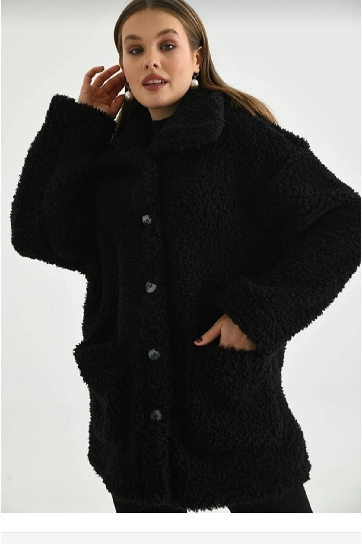 ABB Плюшевий жакет з великим коміром на ґудзиках без підкладки