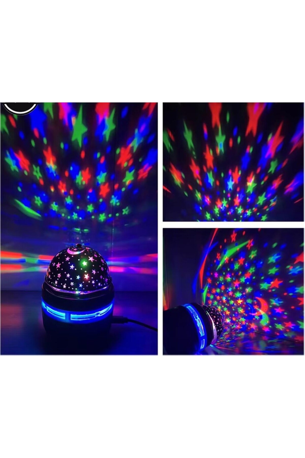 Reflective Children's Baby Room Night Light with Projector black case blue ring mini
