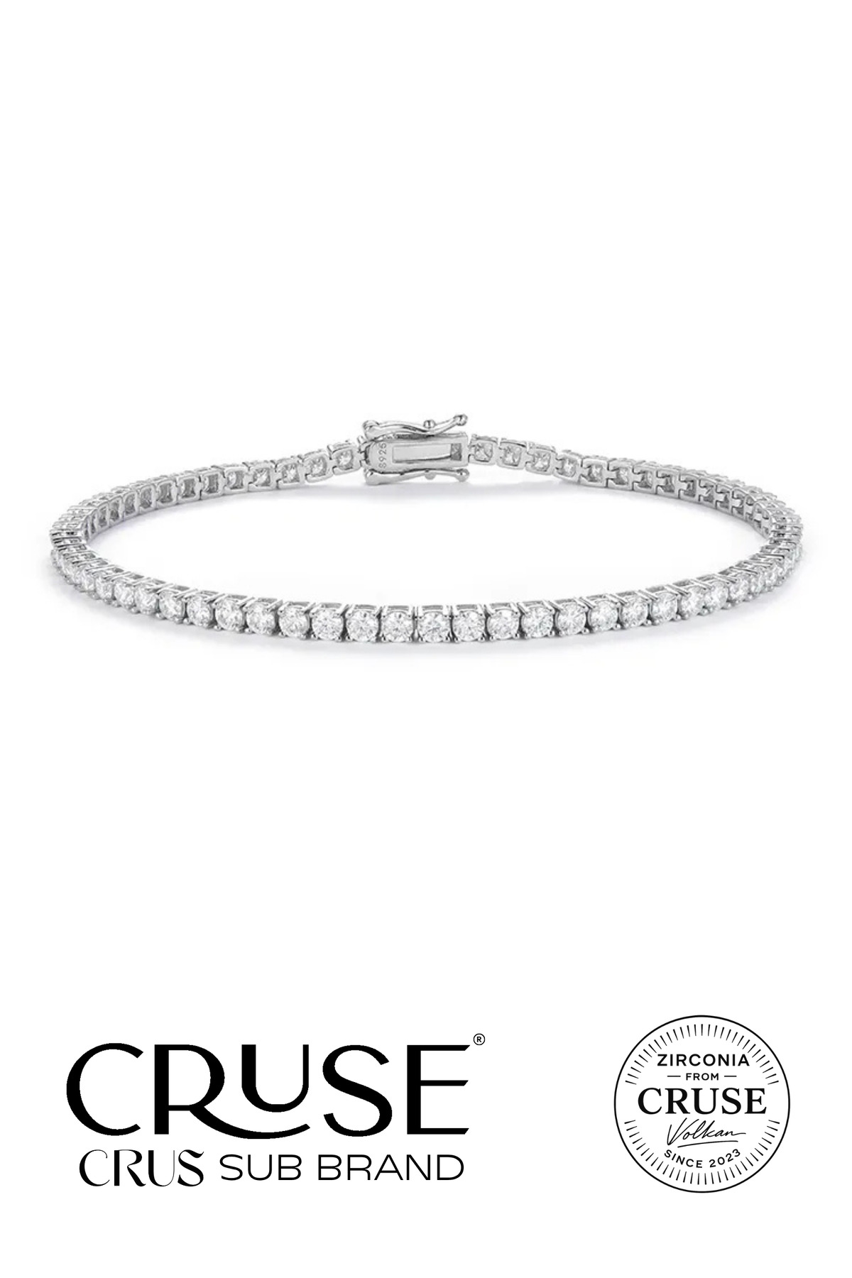 Cruse 925 Ayar Gümüş 2.5 MM Su Yolu Bileklik 18K Beyaz Altın