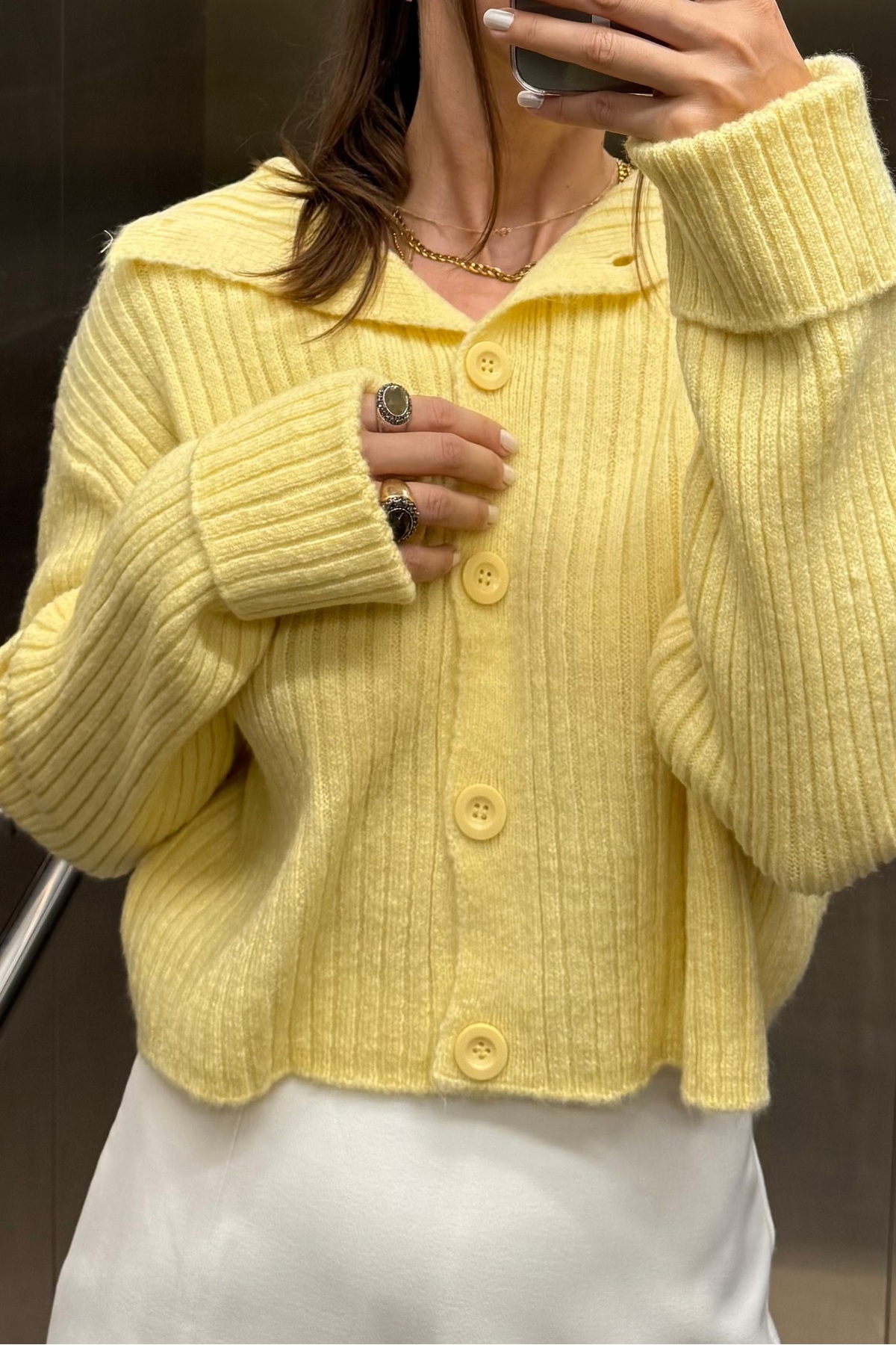 Noi Belis Basic Crop Yumuşak Dokulu Dik Yaka Triko Hırka AW25HI0004