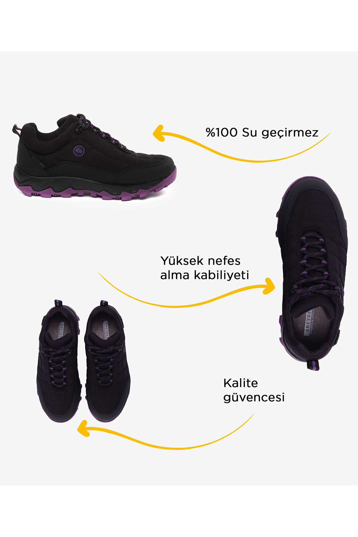 Greyder Kadın Siyah Mor Su Geçirmez Outdoor Ayakkabı 5K2GA00171 görsel 2