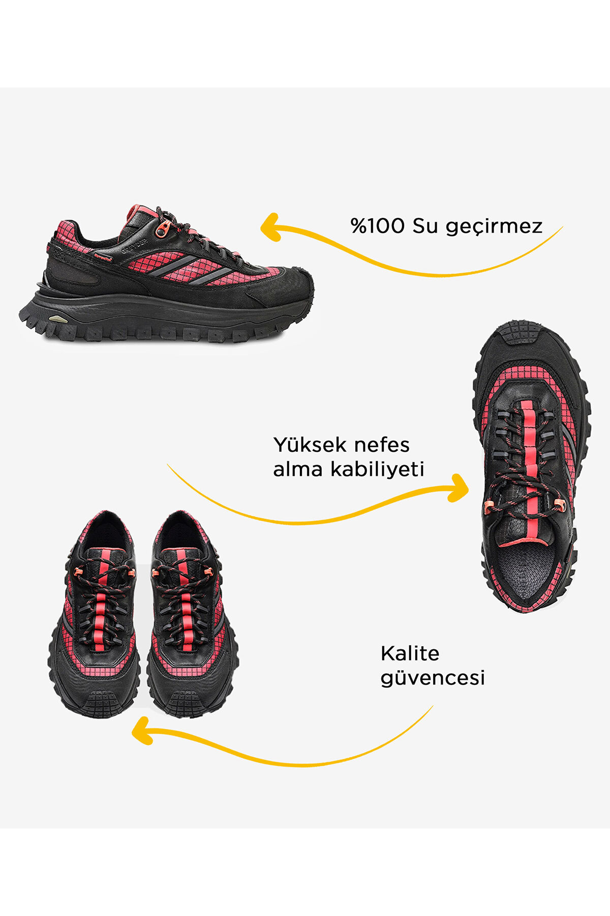 Greyder  Siyah Pembe Su Geçirmez Ayakkabı 3K2GA16353 - Görsel 2