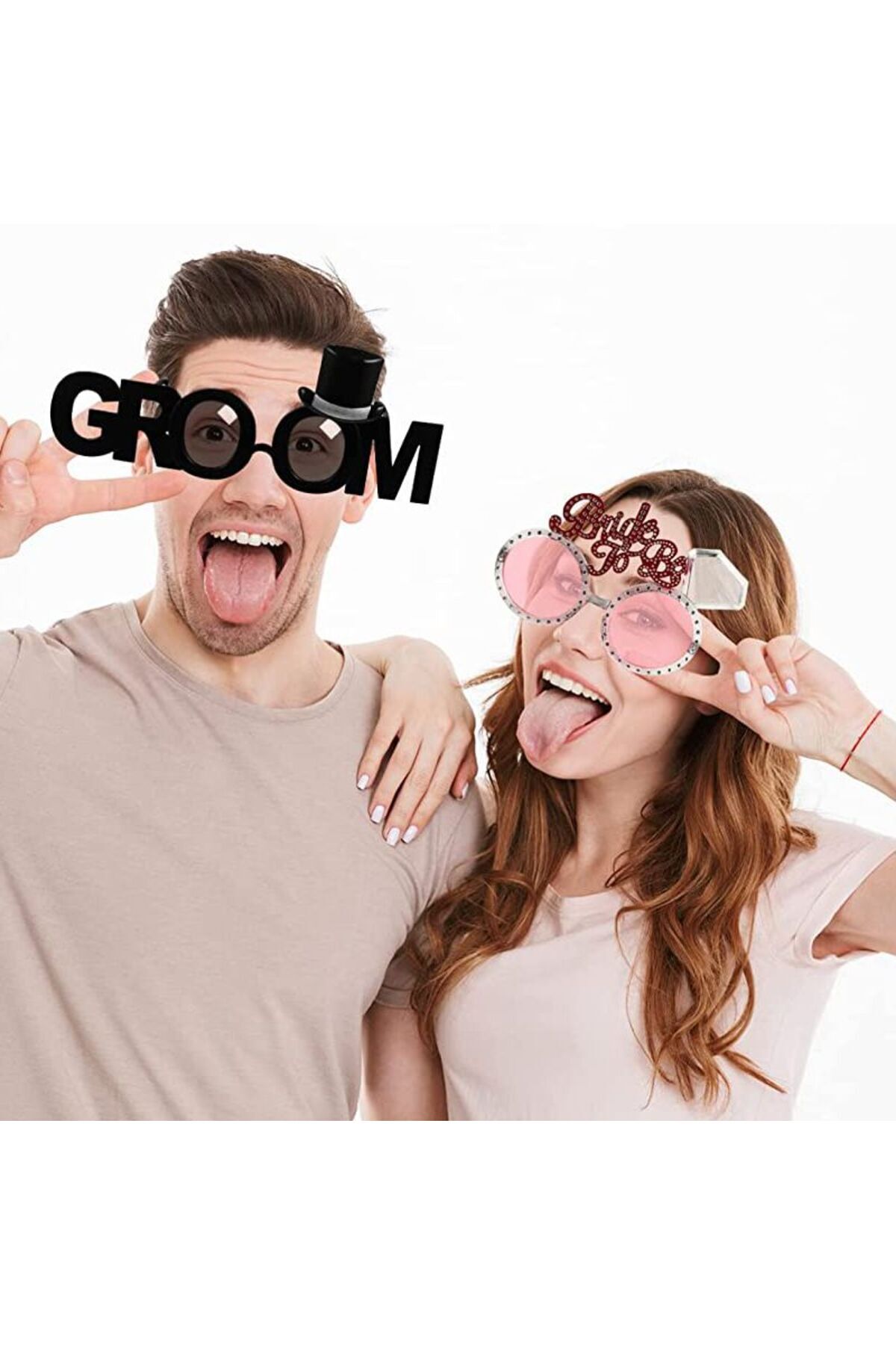 partidolu Gelin Damat Konsept Bride ve Groom Yazılı Parti Gözlüğü 2 Adet