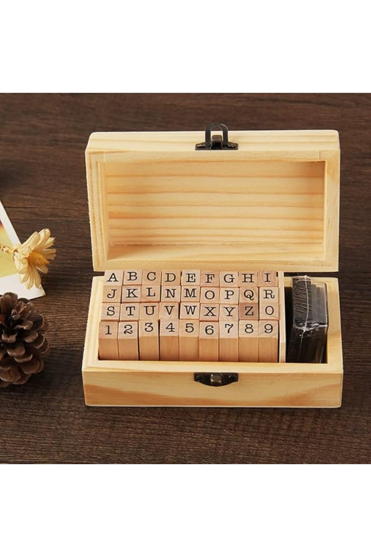 SoyluhanStore Damga Mühür Seti-38 Adet Retro Ahşap Mühür-damga Seti- A-z-0-9 Scrapbooking
