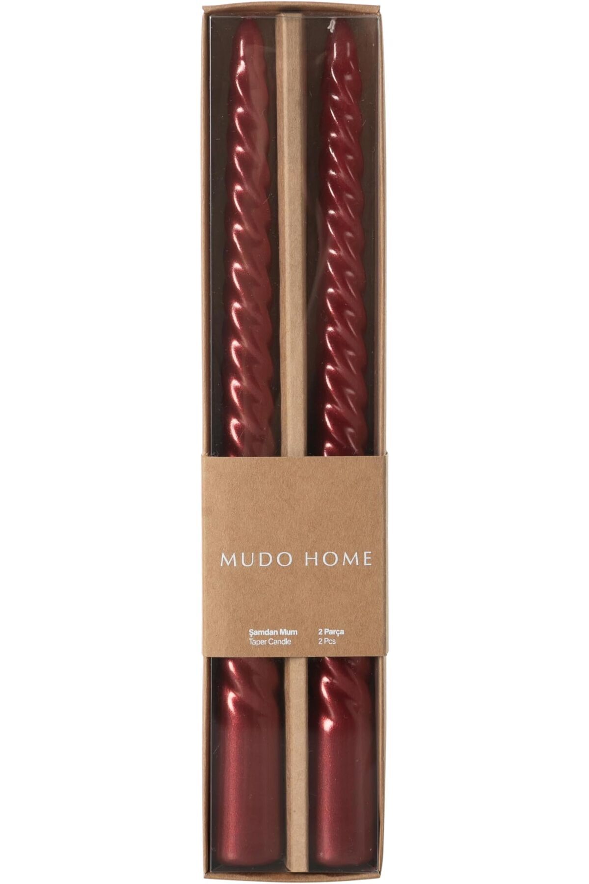 SoyluhanStore Concept 2Li Burgulu Şamdan Mum Bordo 25cm