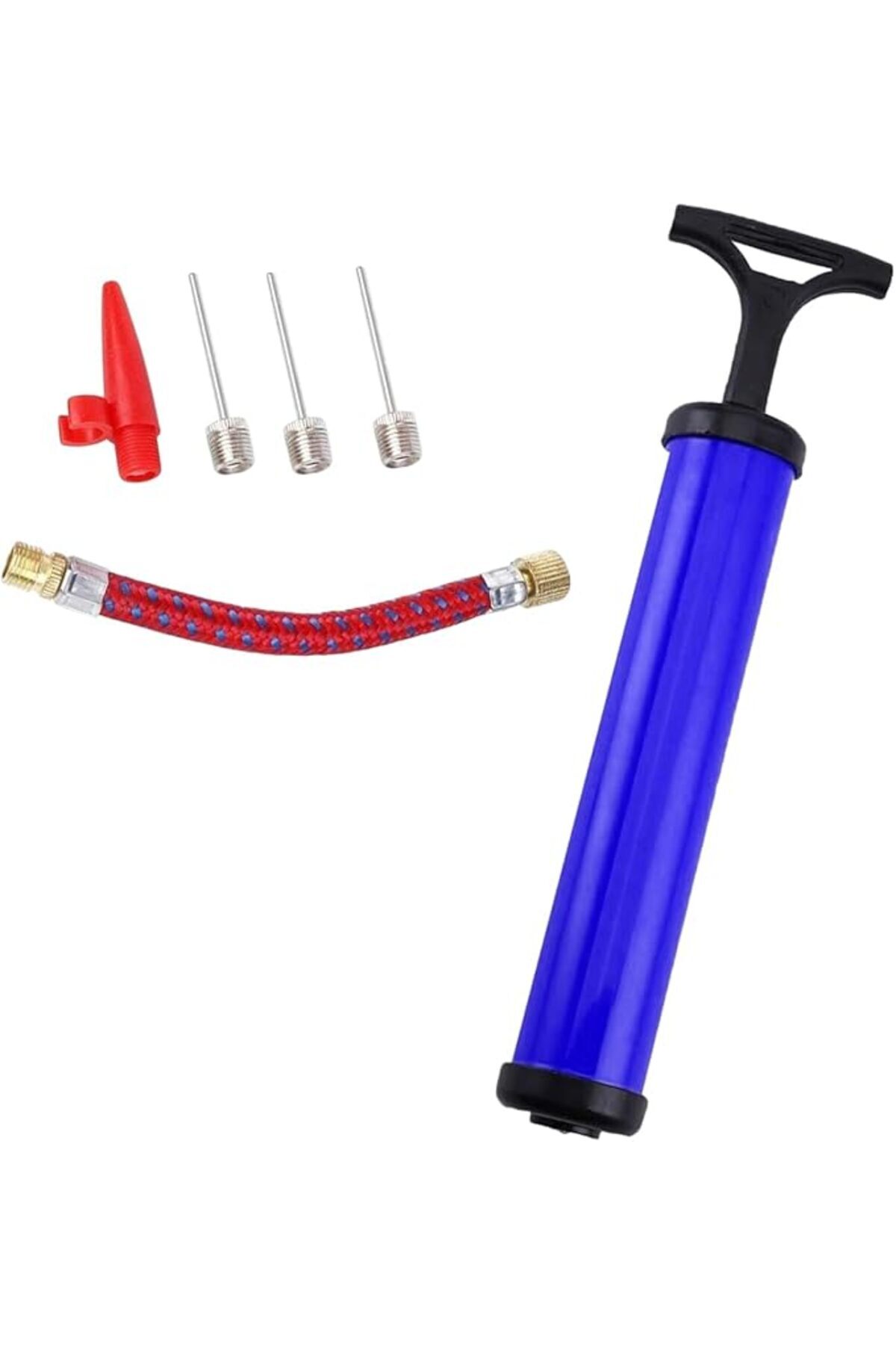 yenibagshop Pompa Seti 30 cm El Tipi Ayak Tutamaklı Hava Top Şişirme Plastik Başlıklı Borulu İğne Uçlu