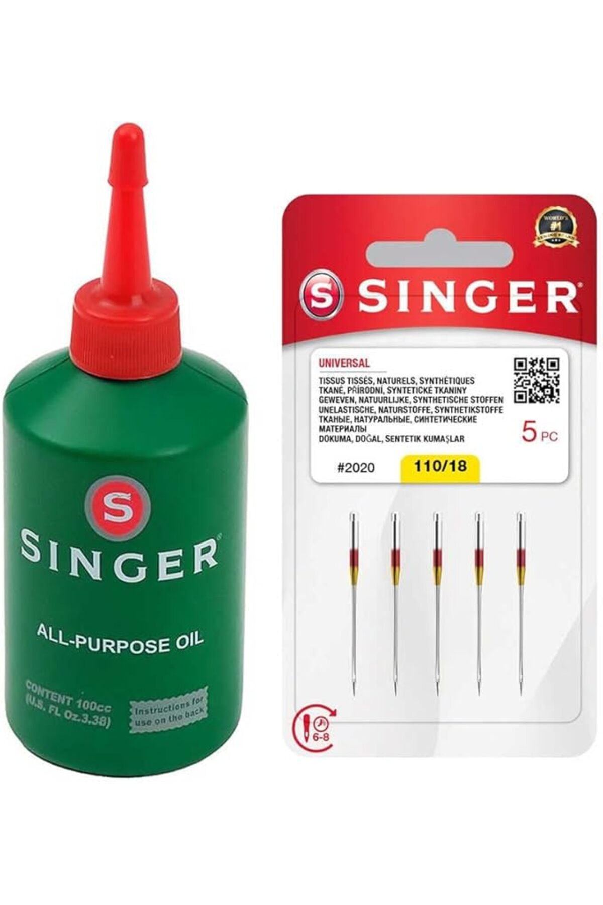 SoyluhanStore Singer 5 li Dikiş Makinesi İğnesi 18 Numara - Çok Amaçlı Dikiş Makinesi Yağı Seti