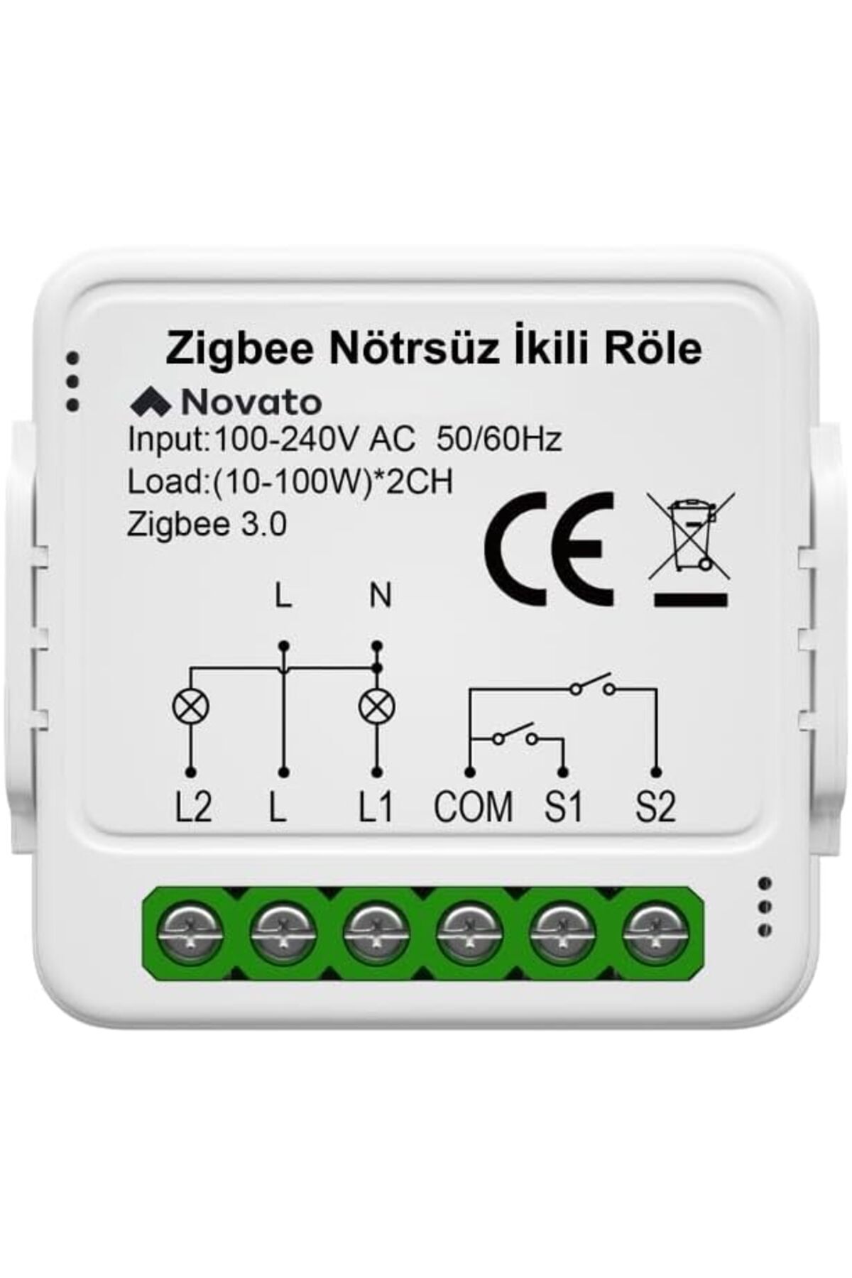 yenibagshop Mini Zigbee Nötrsüz İki Çıkışlı Röle (Tuya, Smart Life, Home Assistant, Zigbee2MQTT Uyumlu)