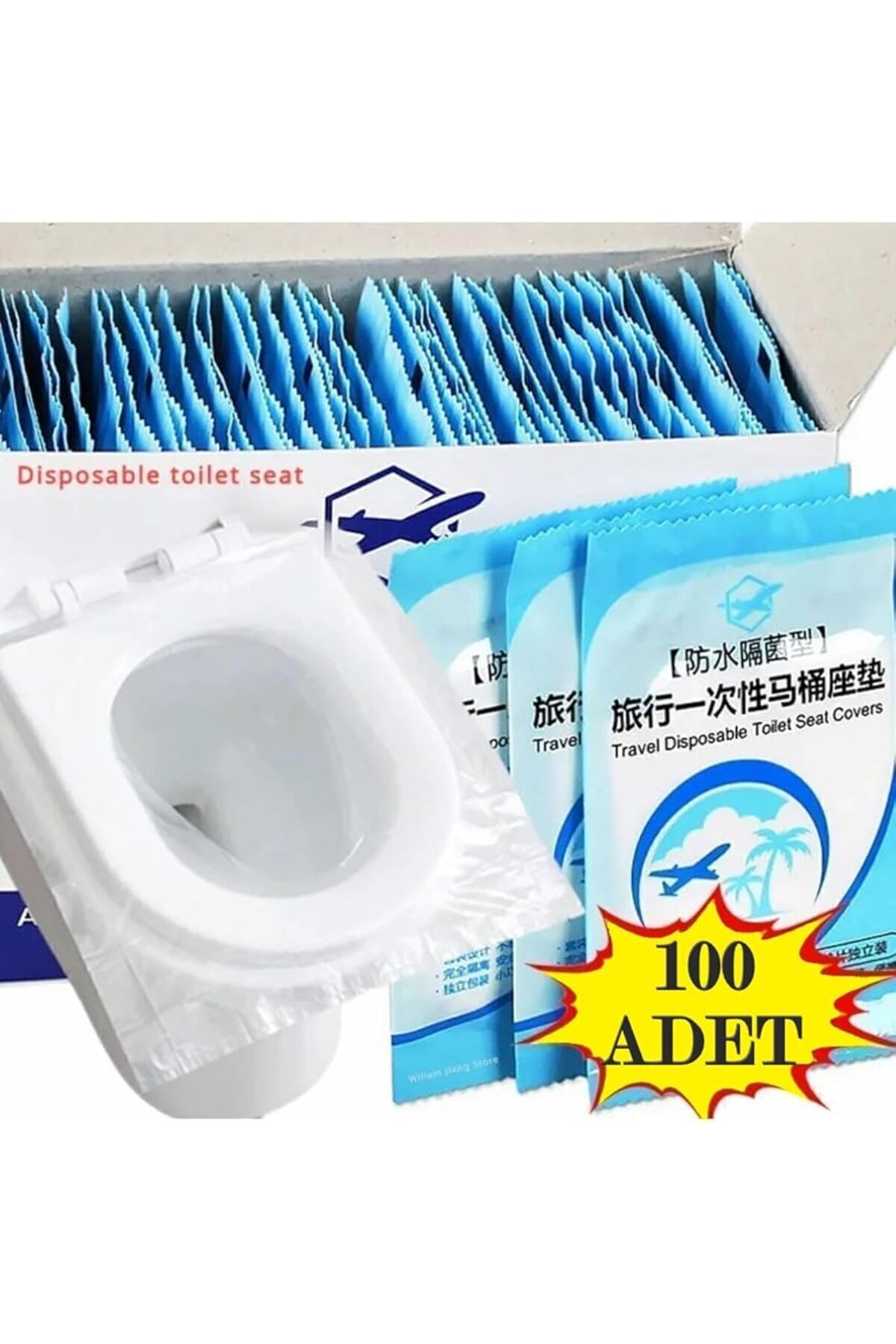 SoyluhanStore 100 Adet Tek Kullanımlık Klozet Örtüsü Klozet Poşeti Klozet Kapak Örtüsü Dispenseri