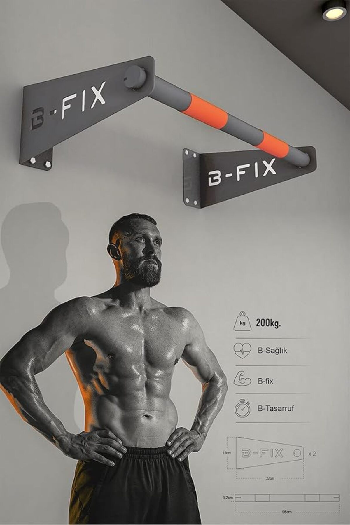 yenibagshop B-FIX Barfiks Aleti - Barfiks Demiri - Barfix Çubuğu (Antrasitgri)