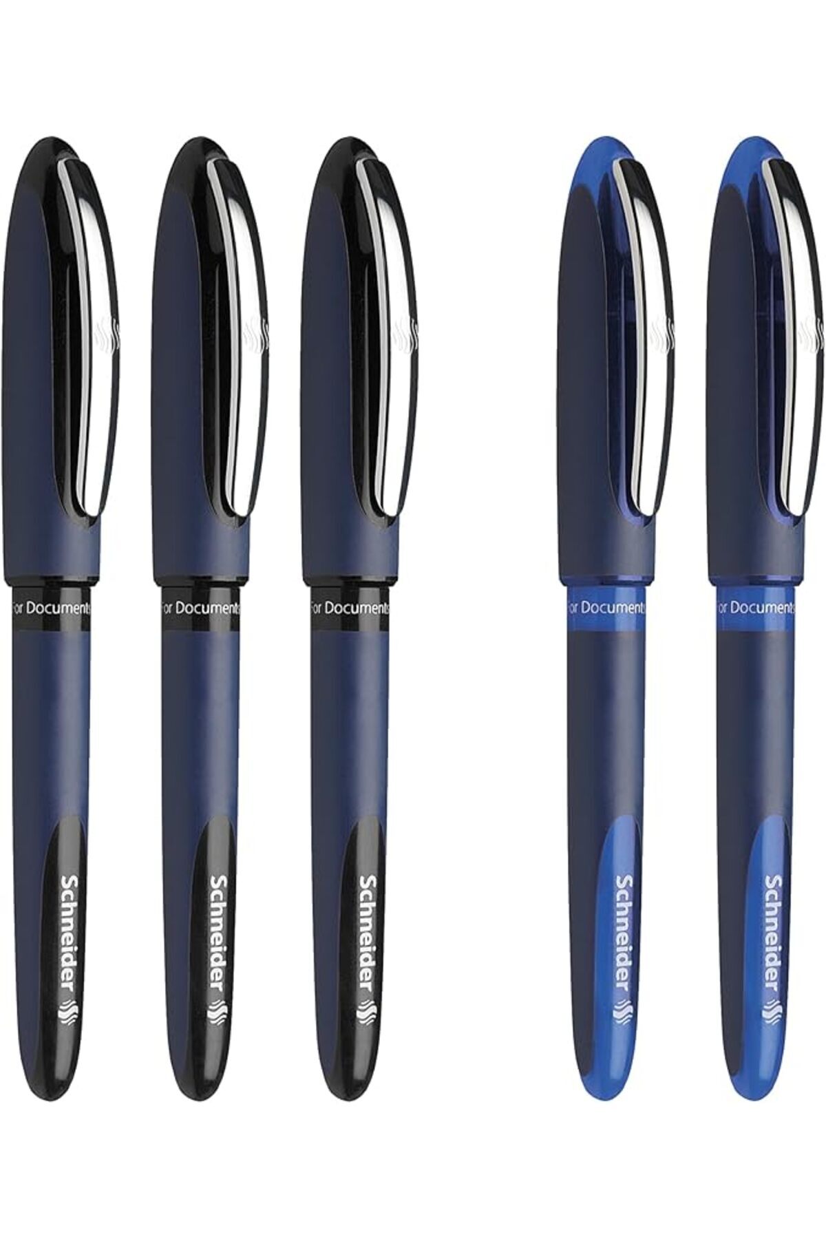 yenibagshop Schneider One Business Roller Kalem, Ultra Pürüzsüz 0,6 mm Uç, 5 Kalem, 3 Siyah, 2 Mavi