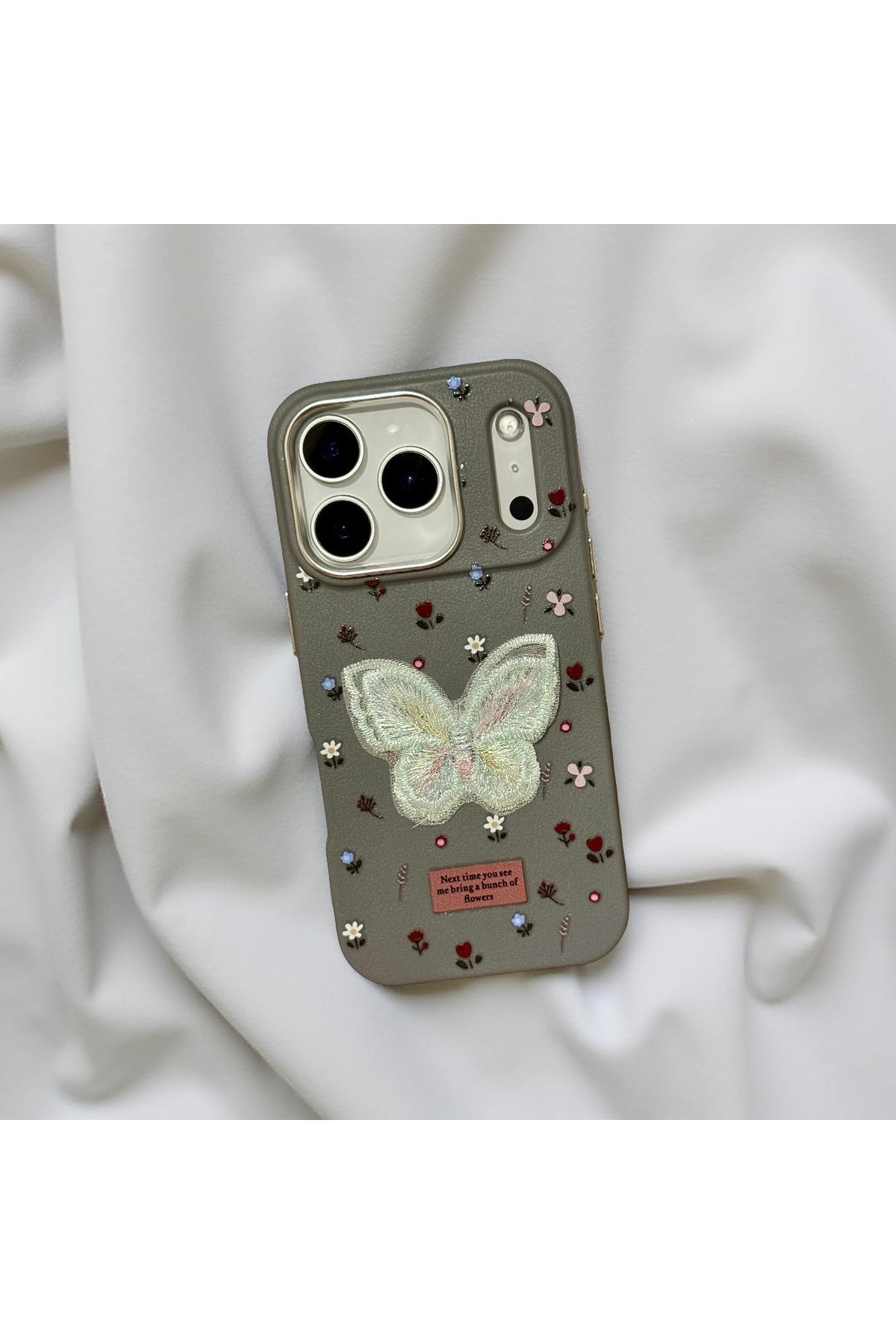Iphone 15 Plus (6.7 inch) Compatible Embossed Patterned Leather Look Cute Case