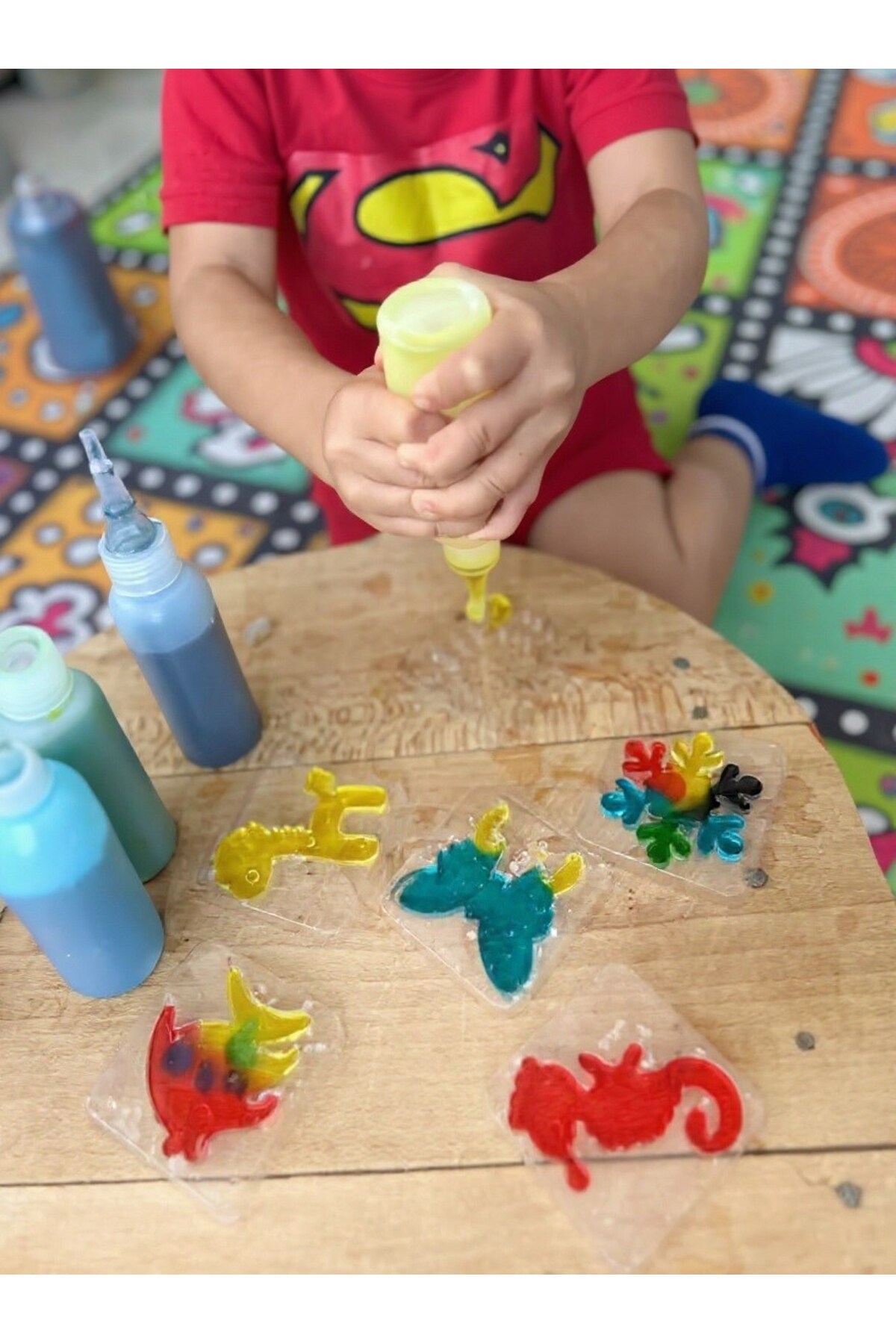 ست اسباب‌بازی آبی Elf Aqua Gel: ۵ رنگ، بطری ژل، ۶ قالب