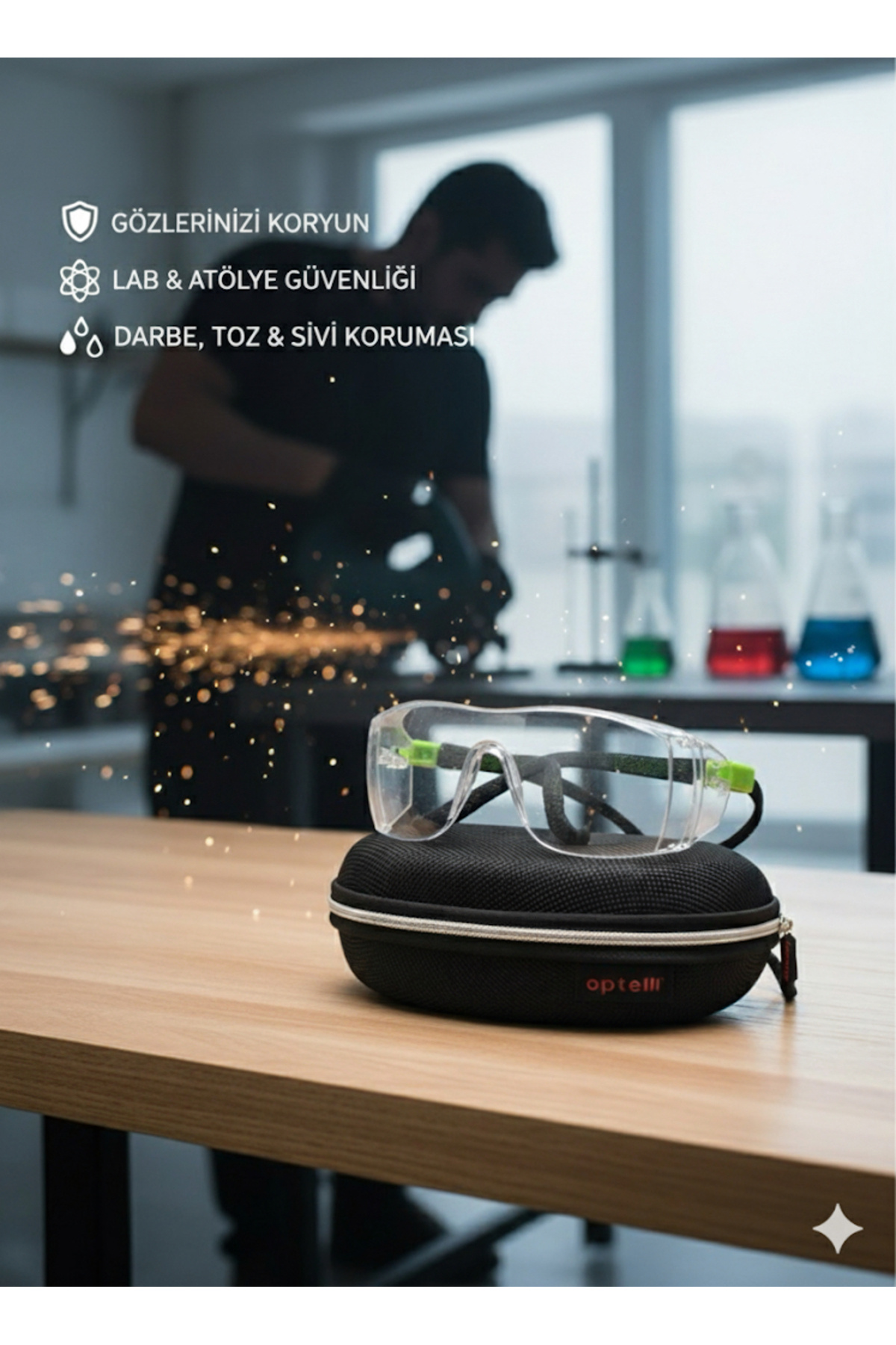 NO BRAND Şeffaf Polikarbonat İş Güvenlik Gözlüğü | Çizilmez ve Buğu Yapmaz Koruyucu Gözlük | Darbe Dayanımlı