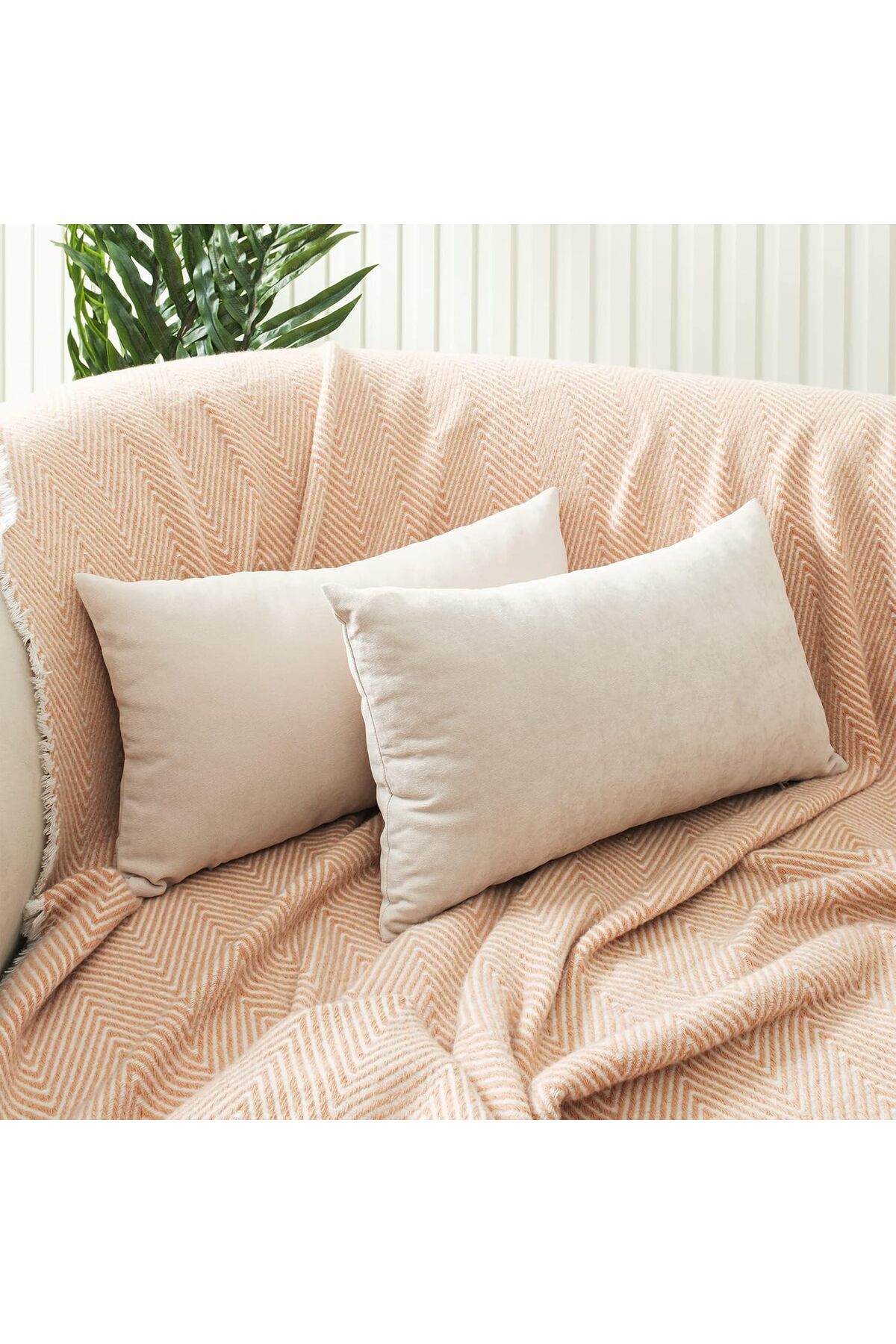 Shop a Way ÖZENEV Ölçü Seçenekli Kırlent Kılıfı Dekoratif Düz Sade Kadife Dokulu Punch Yapılabilir 30x50 cm Ekr