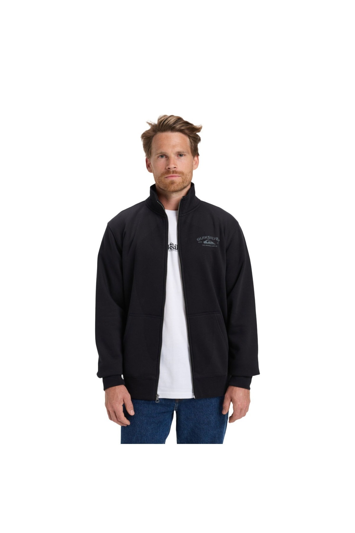 Quiksilver Erkek Antrasit Zip Fleece No Hood Sweatshirt Eqyft05134