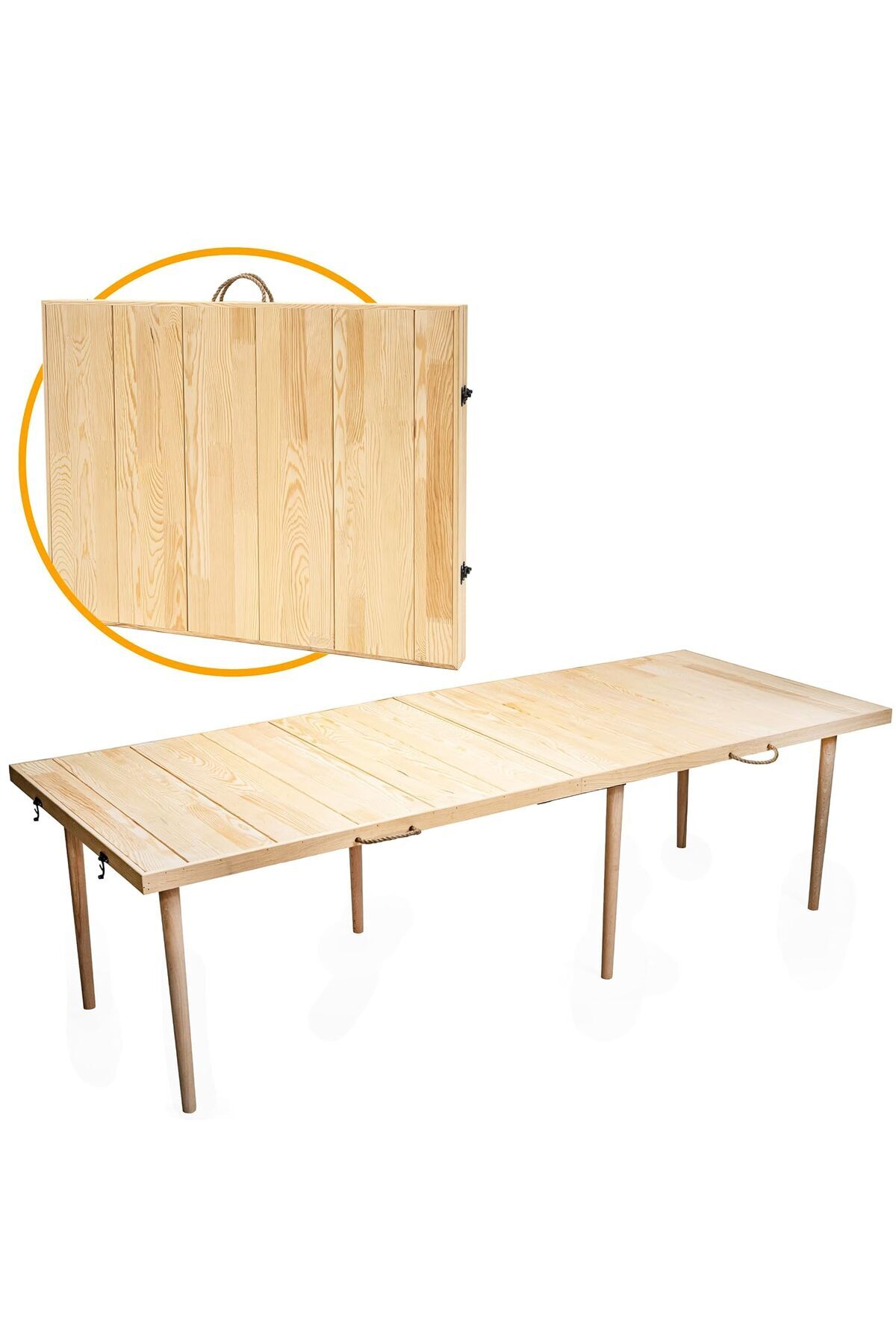 Shop a Way pratikoutdoor Katlanır Kamp, Piknik ve Bahçe Masası 75x180 cm - Ham Naturel Renk