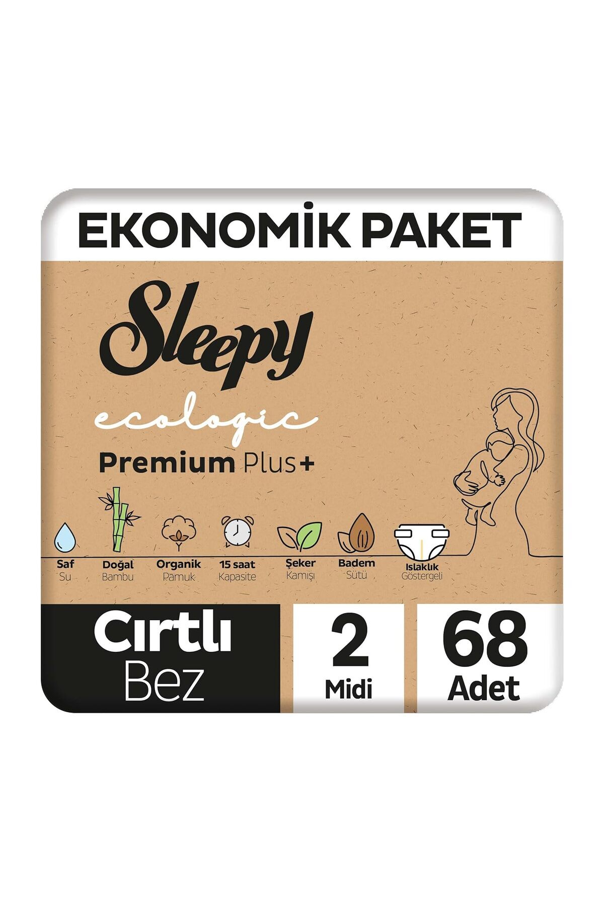 Hype Store Sleepy Ecologic Ekonomik Paket Bebek Bezi 2 Numara Mini 68 Adet