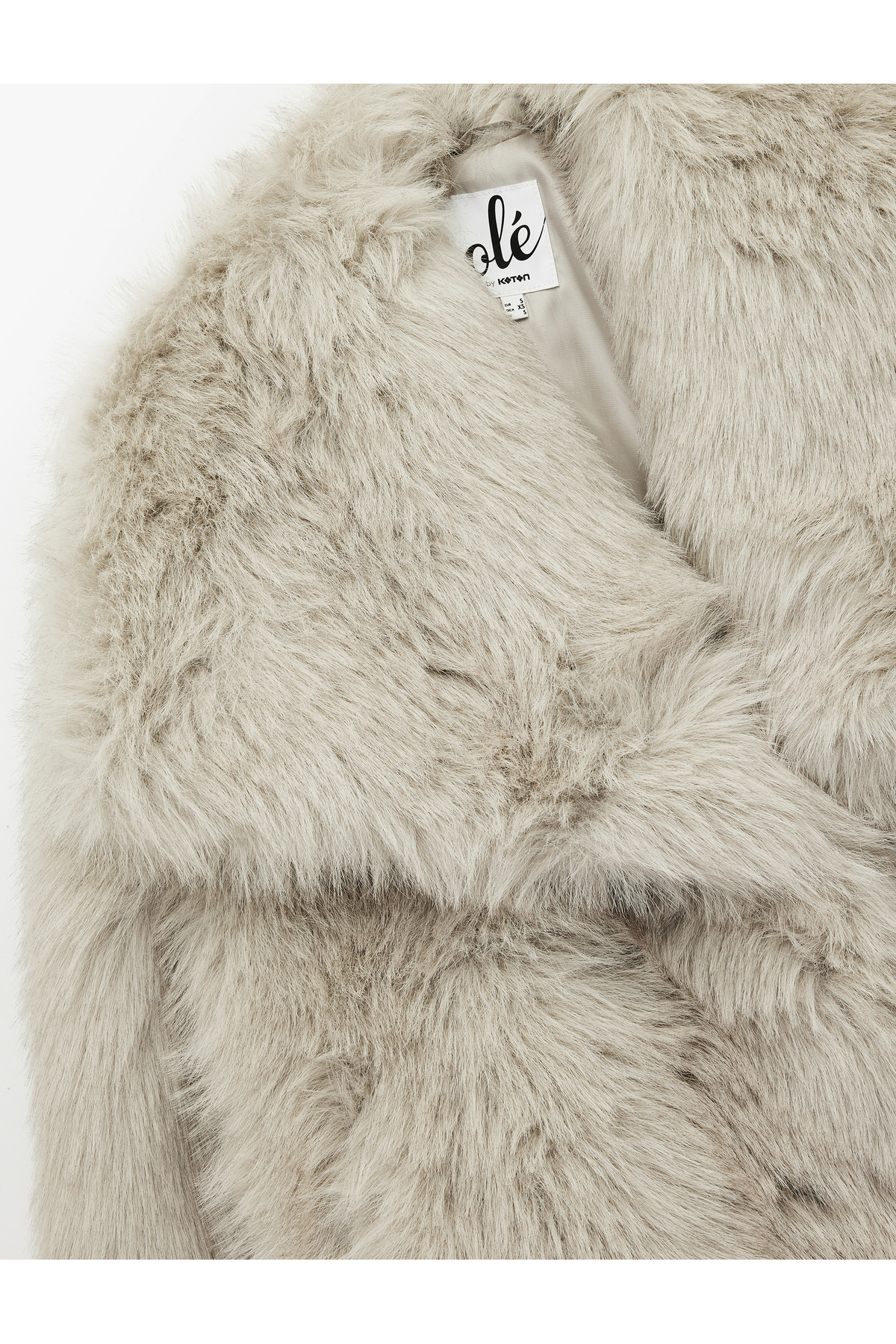Koton  Suni Kürk Mont Oversize Geniş Yaka - Görsel 5
