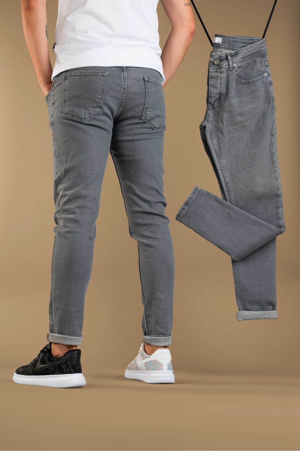 bombe  Erkek Slim Fit Dar Kesim Tırnaklı Kot Pantolon - Görsel 2