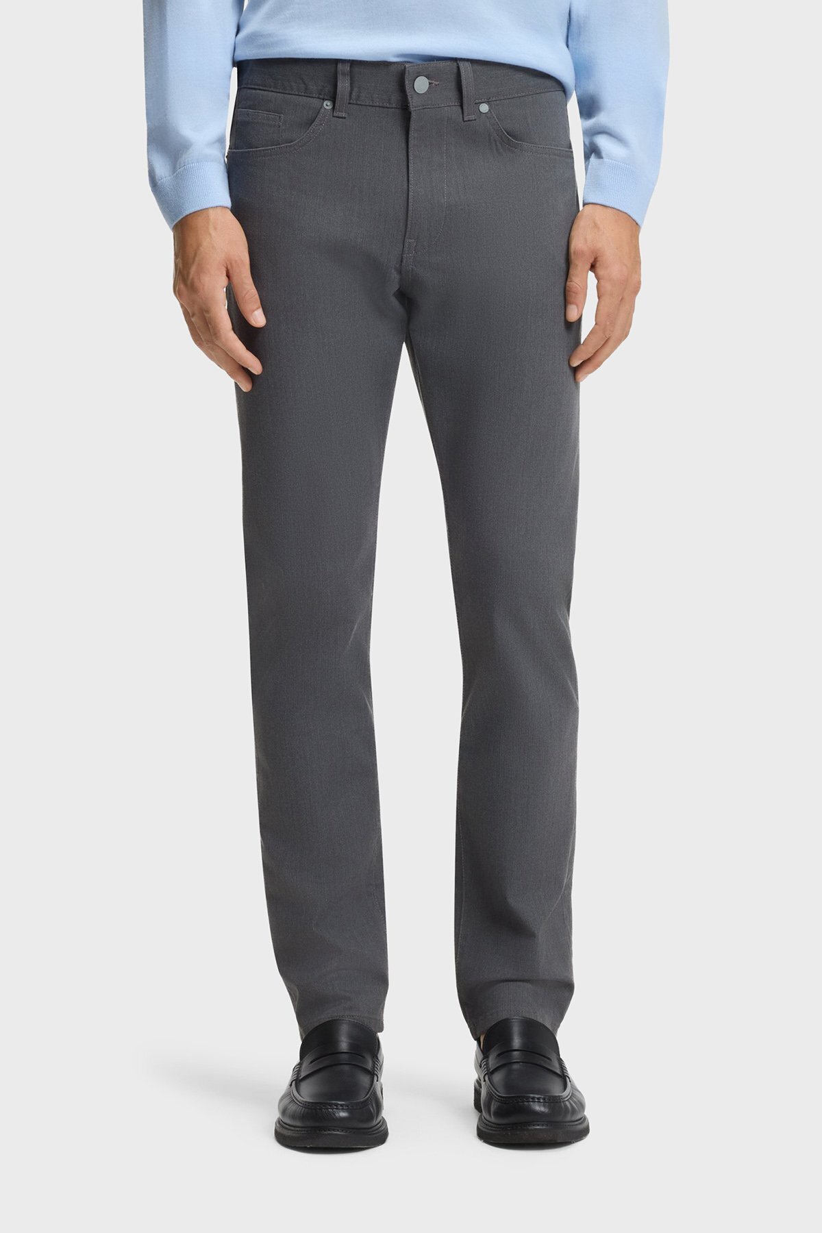 باس شلوار مردانه راسته، باریک، دکمه‌دار، کمر معمولی، خاکستری، مدل 50551419-047