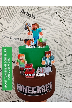 DAMLA PARTİ Minecraft Maket Pasta, Minecraft Doğum Günü Parti Malzemeleri