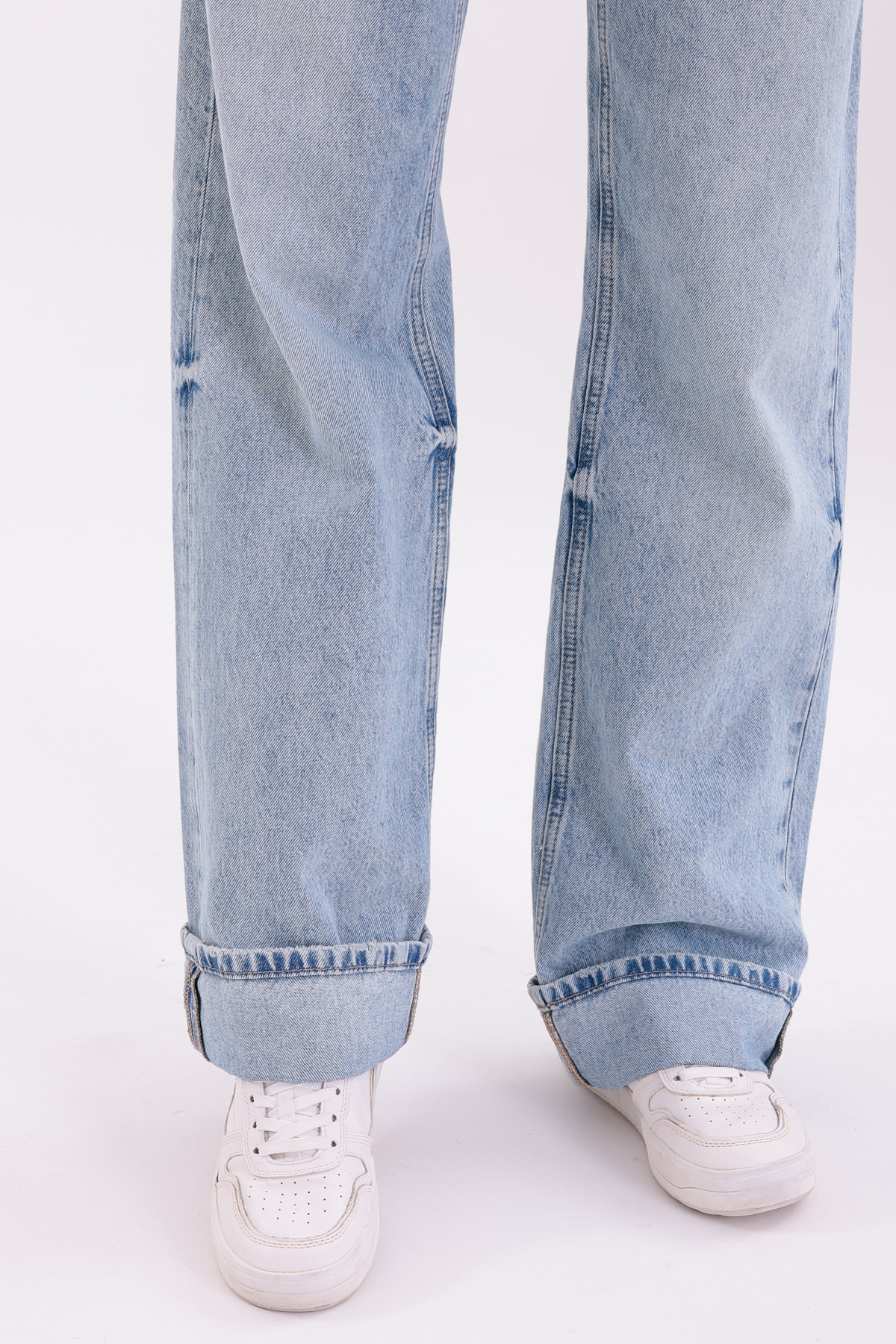 Darkly Jeans Kadın Açık Mavi Yüksek Bel Straight Fit Wide Leg Pantolon görsel 5