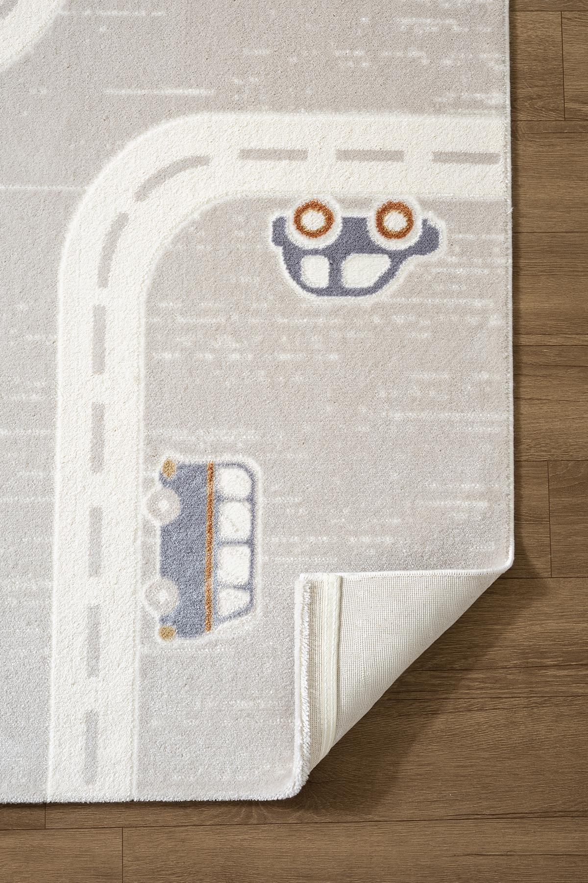 Cotto Home Cotto Kids CK003G Gri Halı Araba Ve Yol Desenli Kaymaz Taban Yumuşak Yıkanabilir Çocuk Odası Halısı fotoğrafı 5 (önizleme)