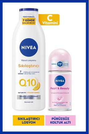 NIVEA Q10 Sıkılaştırıcı Vücut Bakım Losyonu 250ml ve Kadın Roll-on Deodorant ...