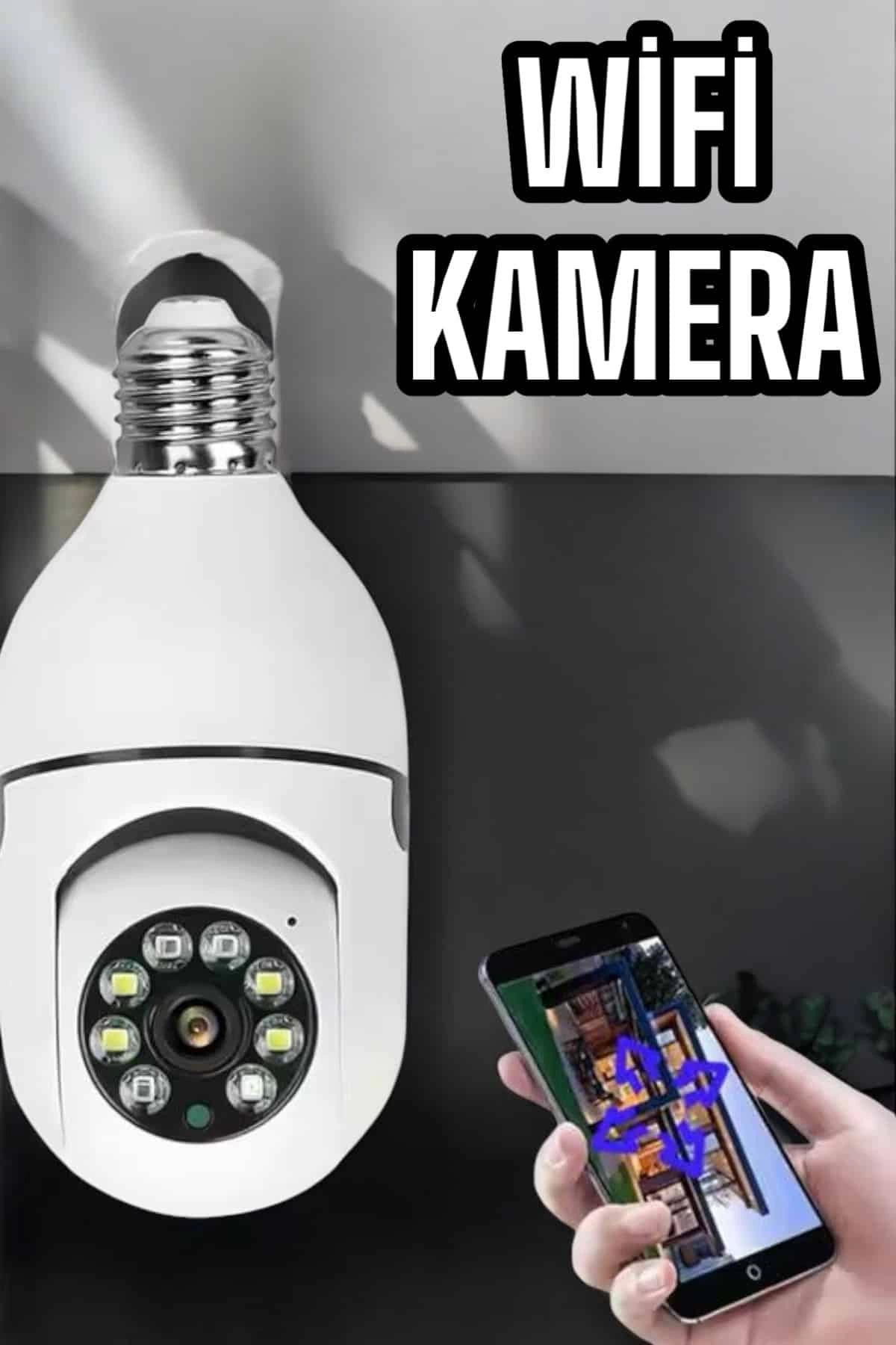 Kuzgun Ticaret BFS Wifi Kamera Duylu Ampul Görünümlü 360 Derece Dönebilen Ev Kamerası