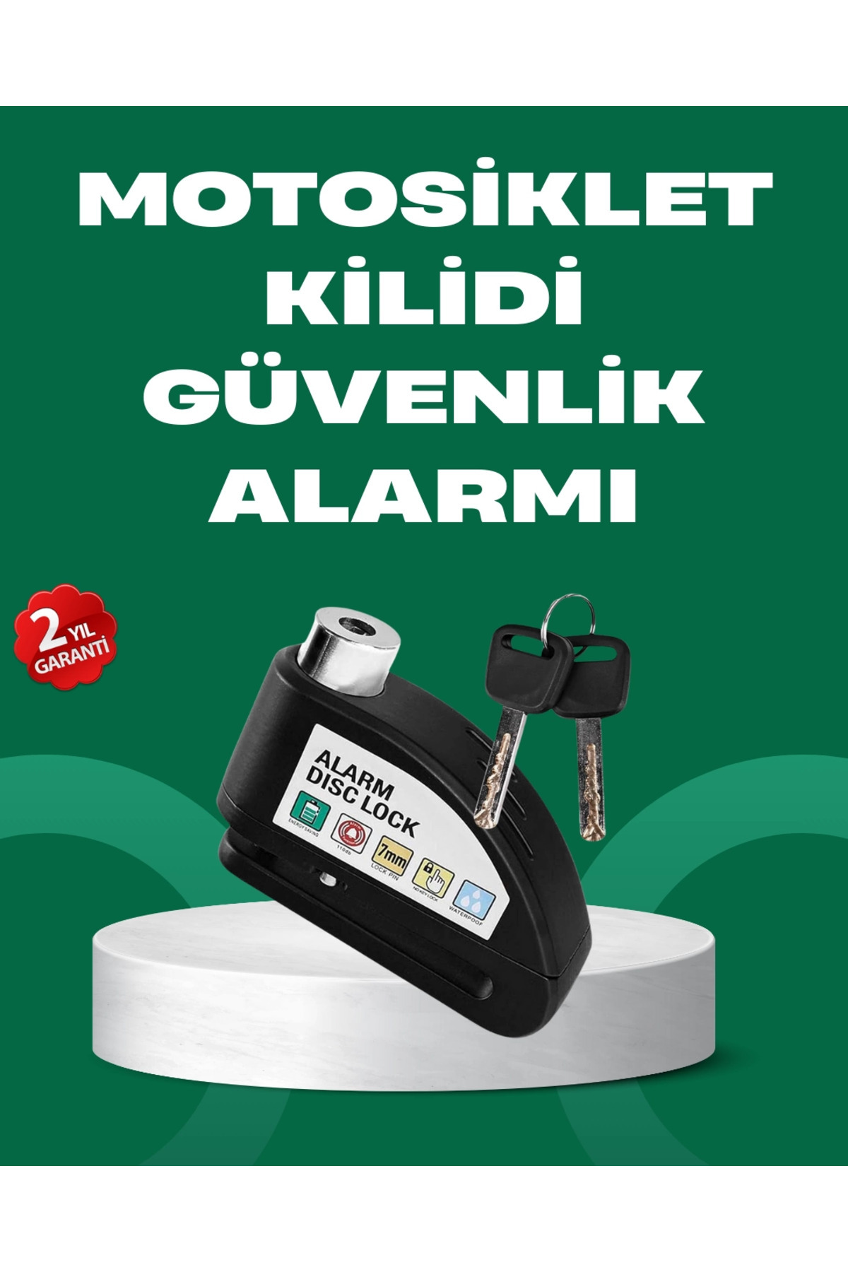 Kuzgun Ticaret BFS Motosiklet Scooter Bisiklet Tekerlek Disk Kilidi Alarmlı Güvenlik
