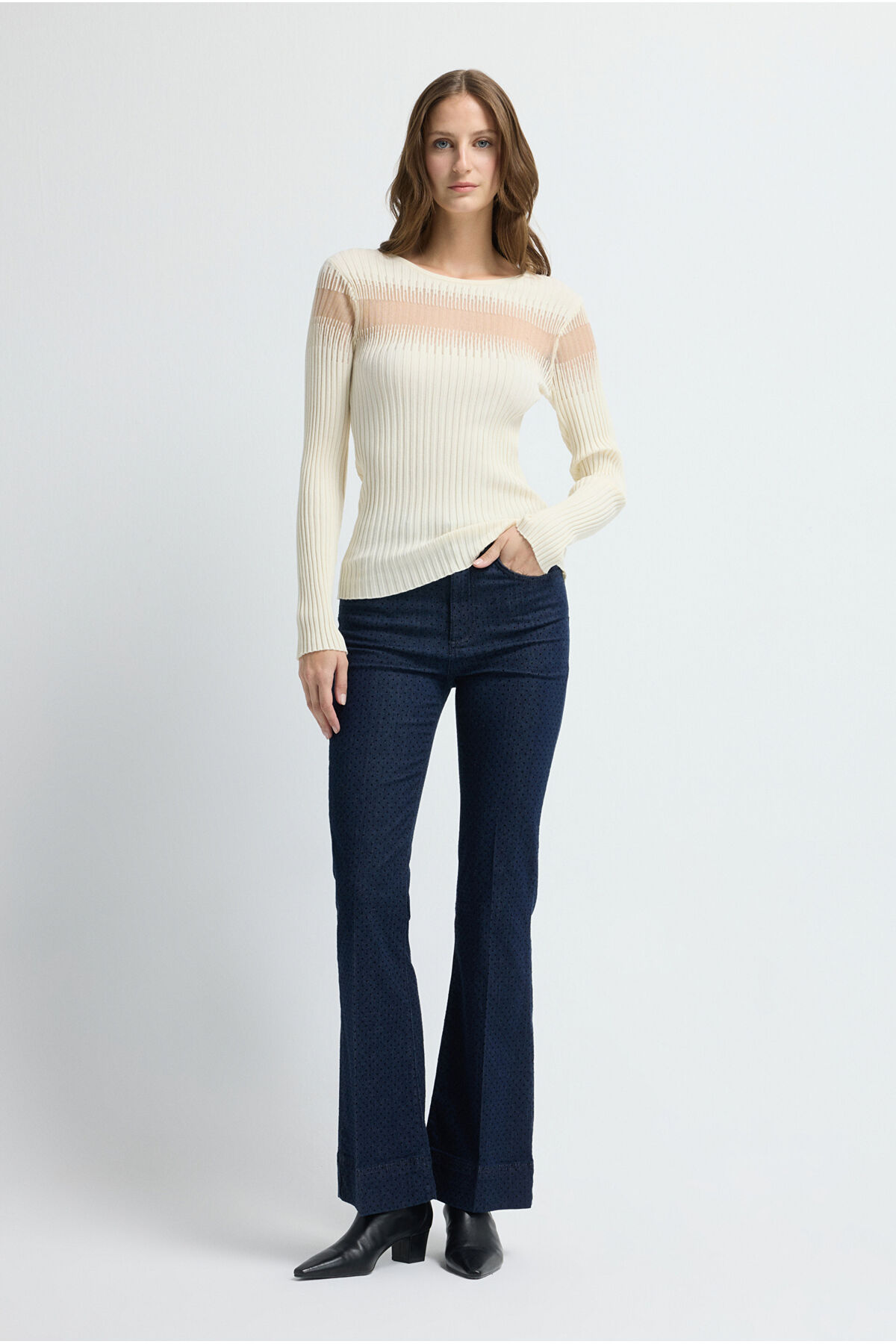 adL  Transparan Triko Kazak - Görsel 3