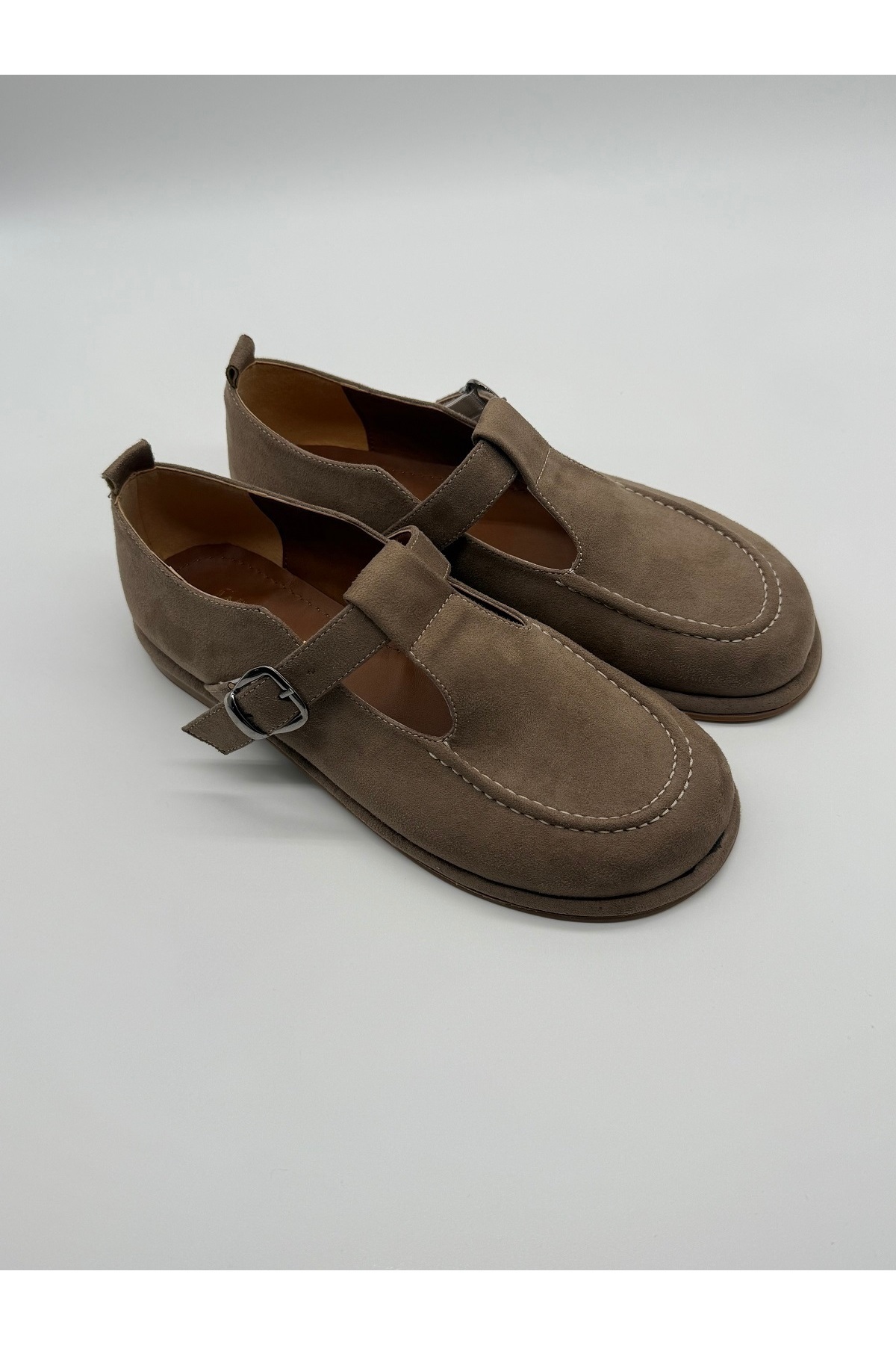 BURCU COLLECTİON ALİNA BANTLİ AYARLANABİLİR TOKA DETAYLI VİZON LOAFER görsel 3