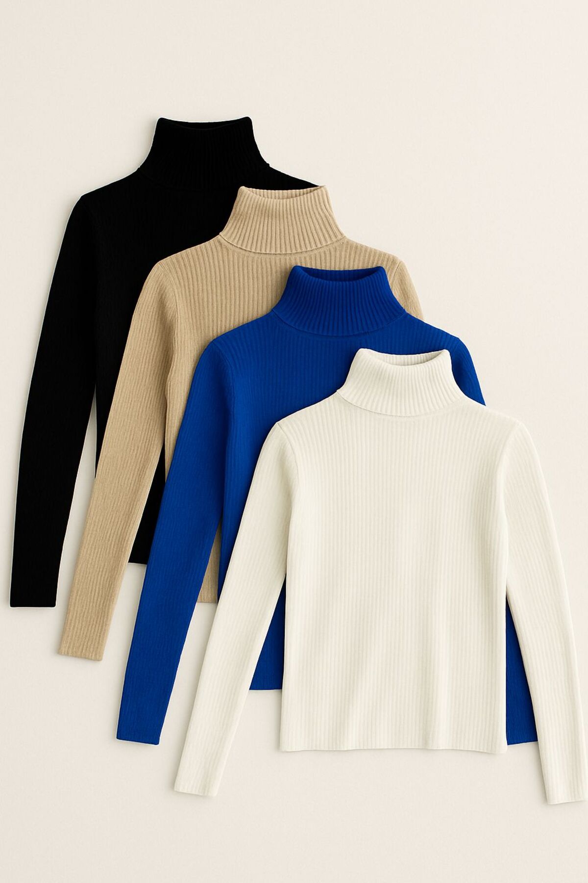 Starlight  Unisex Premium Pamuklu Balıkçı Yaka Kaşkorse Şardonlu Slimfit Boğazlı Kazak