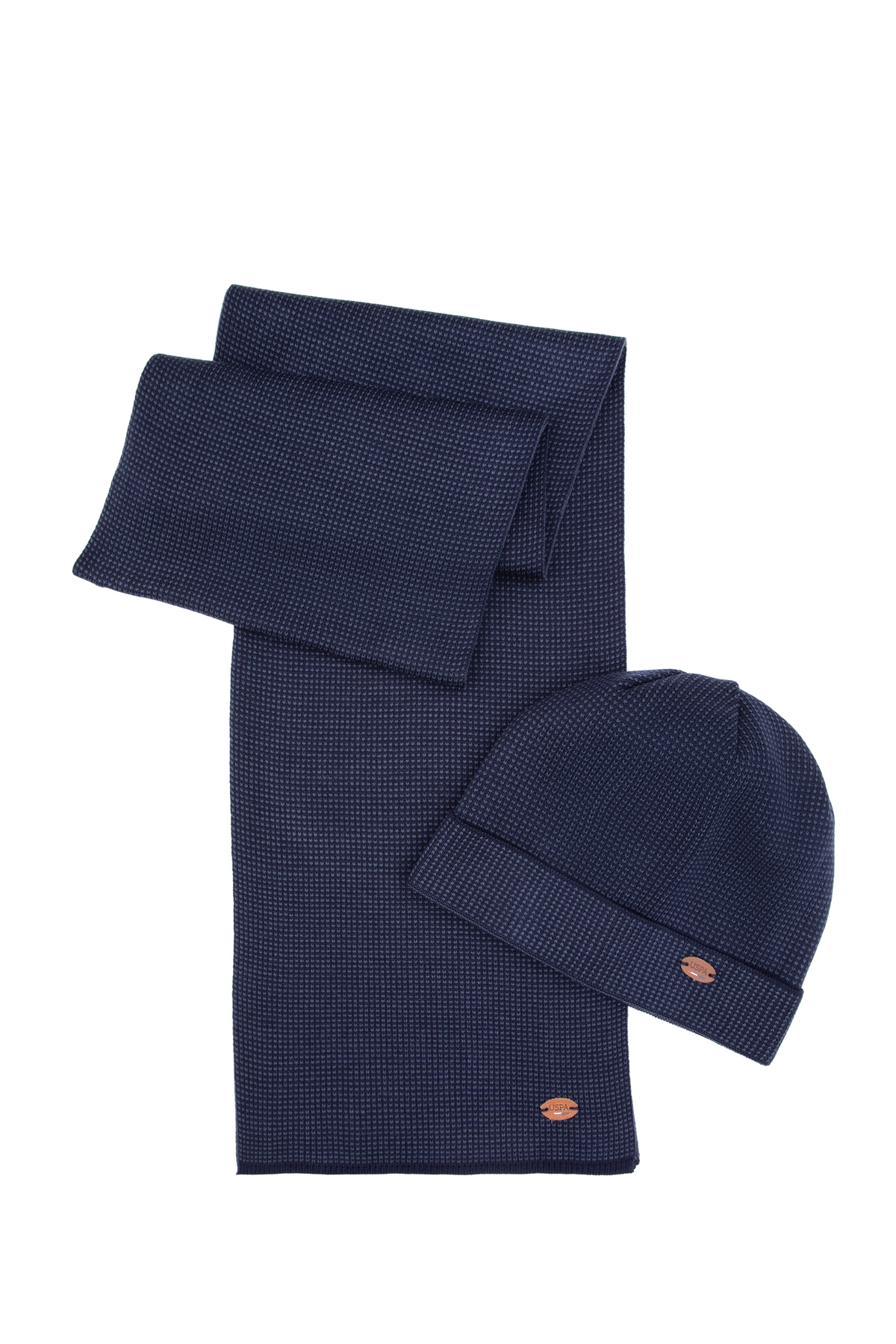 یو اس پولو ست شال و کلاه بافتنی مردانه سرمه‌ای 50317356-VR033