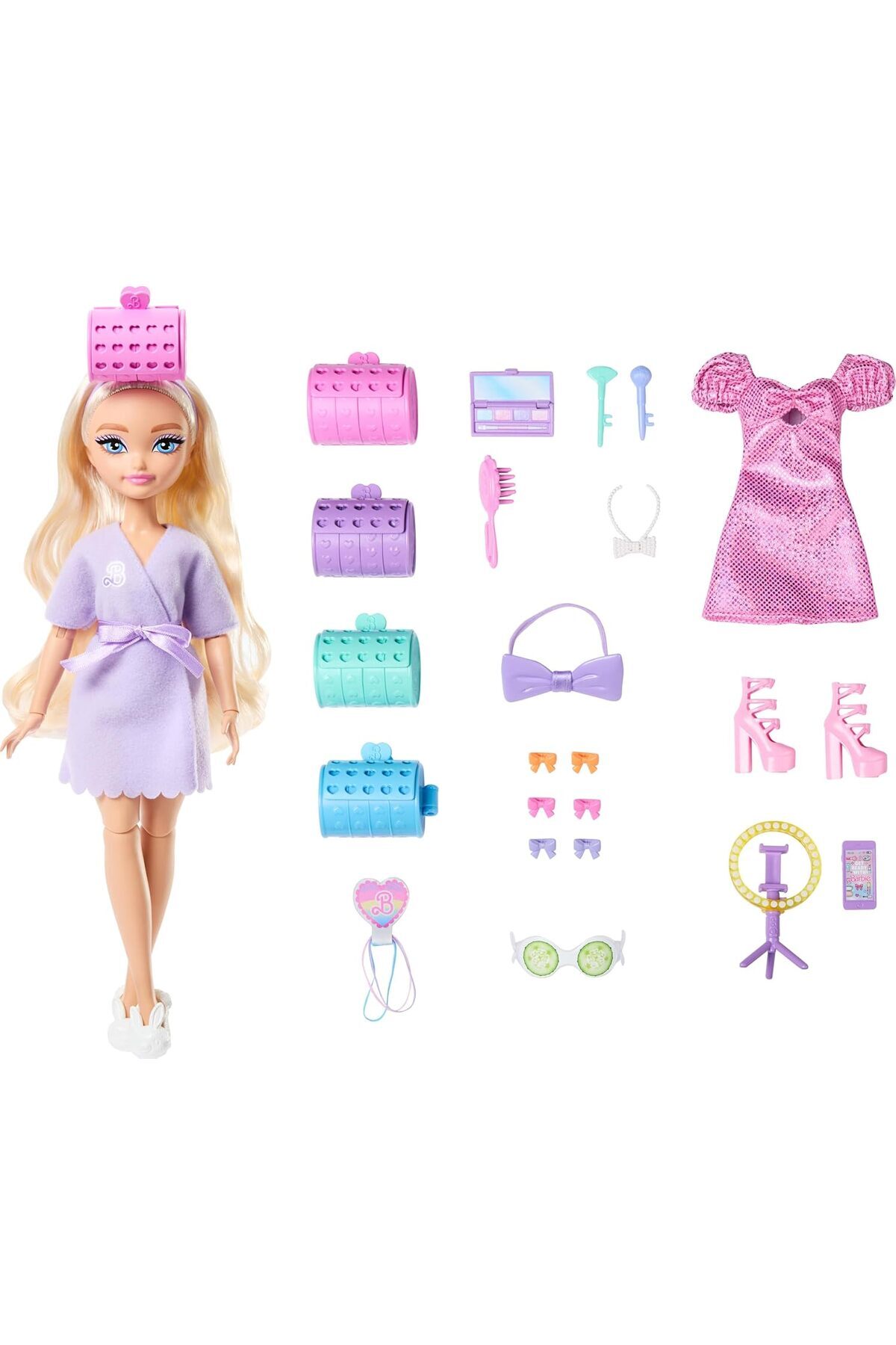 STOREMAX İLE HAZIRLAN şekillendirilmiş saçlı 'Malibu' bebek, sürpriz saç aksesuarları ve 15'te