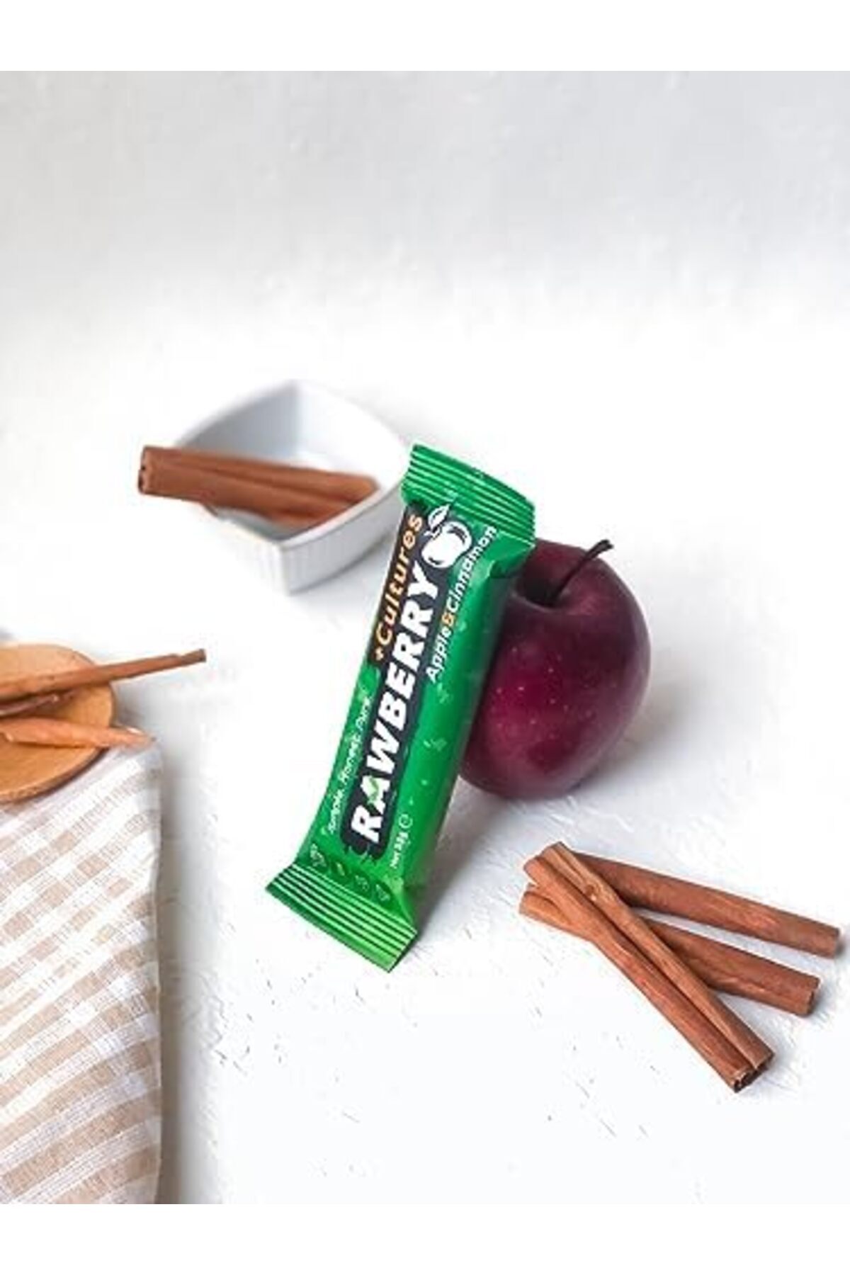 STOREMAX Rawberry Probiyotik Elma Tarçın İl Şekersiz Vegan Glutensiz Kuruyemiş Bar (Kutuda 15 Adet) 1174223