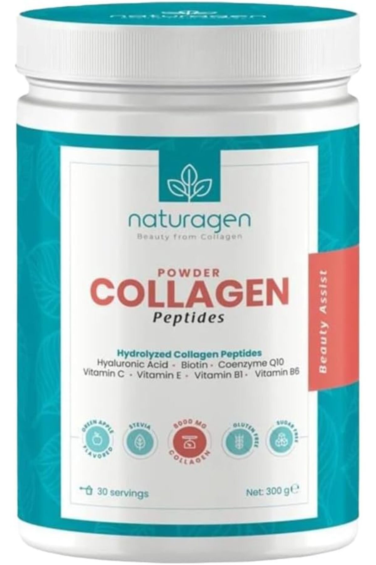 STOREMAX Naturagen Kolajen Tozu - Yeşil Elma Aromalı 300 gr | Collagen Powder (tip 1,tip 3 8.000 Mg Collagen,