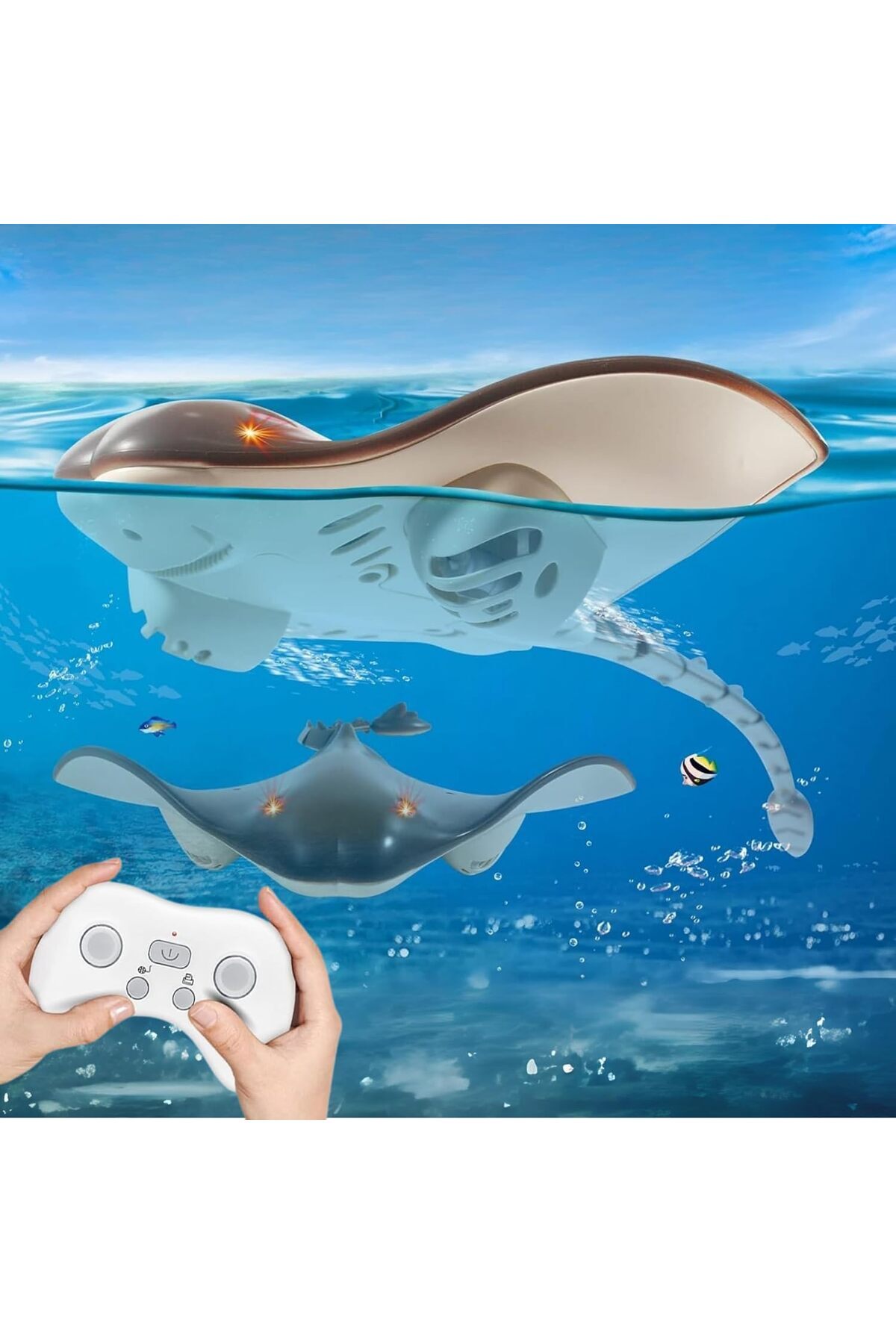 STOREMAX Kumandalı Vatoz Balığı Su Geçirmez Şarjlı Işıklı Kuyruk Full Fonksiyon, Havuz Oyuncakları, 2.4G Yüks