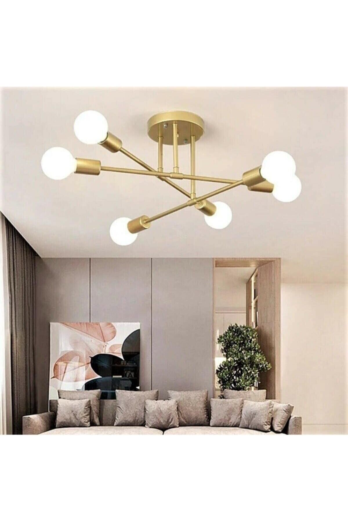 STOREMAX Avize Örümcek çapraz modern spor plofonyer eskitme Salon - Mutfak - Yatak Odası 6 lı avize (AMPULSÜZ