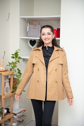 OLİAWEAR Pamuk Astarlı Kısa Kadın Trençkot