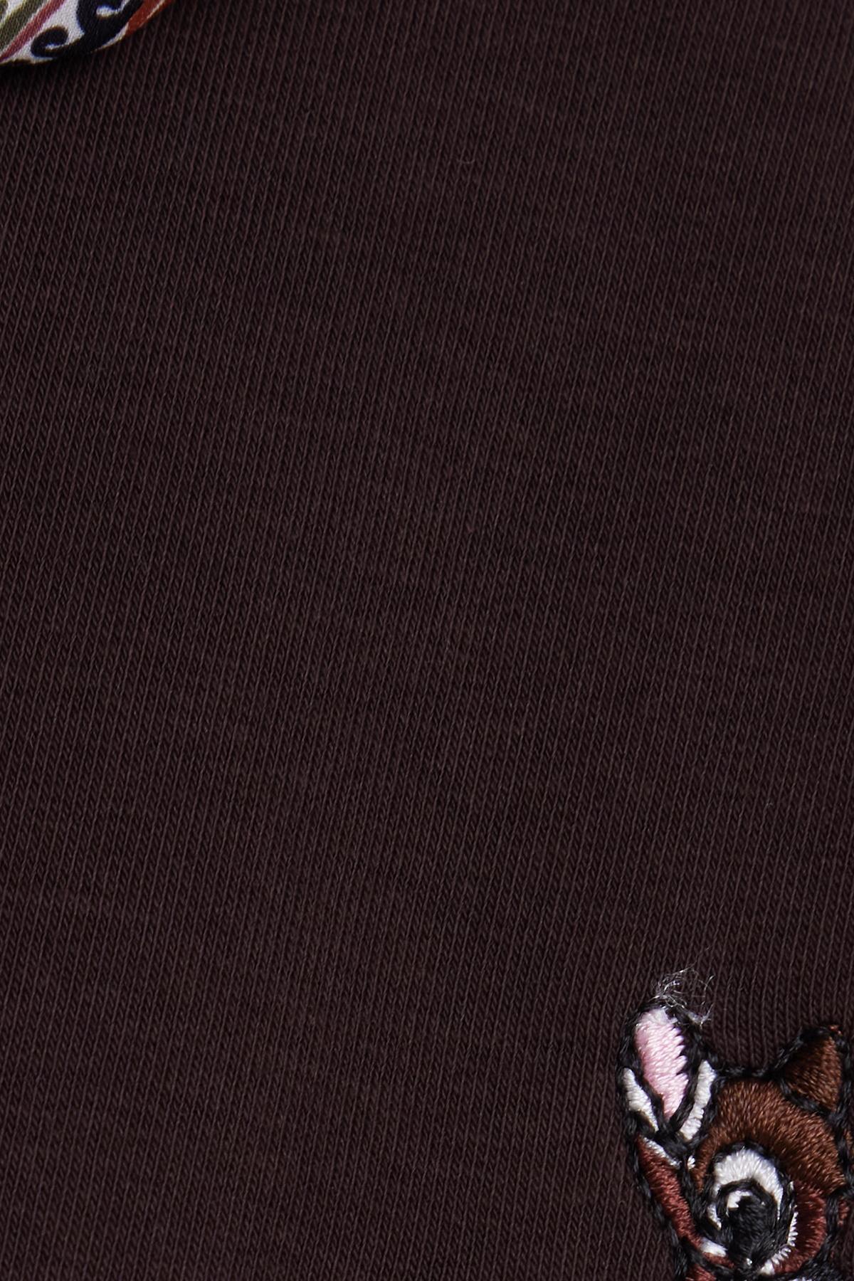 Tudors  Kadın Oversize Geniş Kesim Pamuklu Fular Detaylı Bisiklet Yaka Kahverengi Sweatshirt - Görsel 7