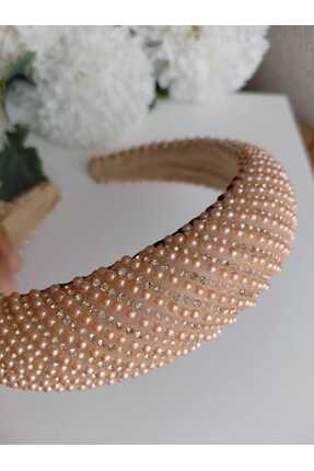 Pretty Kadın Işıltılı Kalın Kristal ve İnci Taç – Şık ve Zarif Tasarım