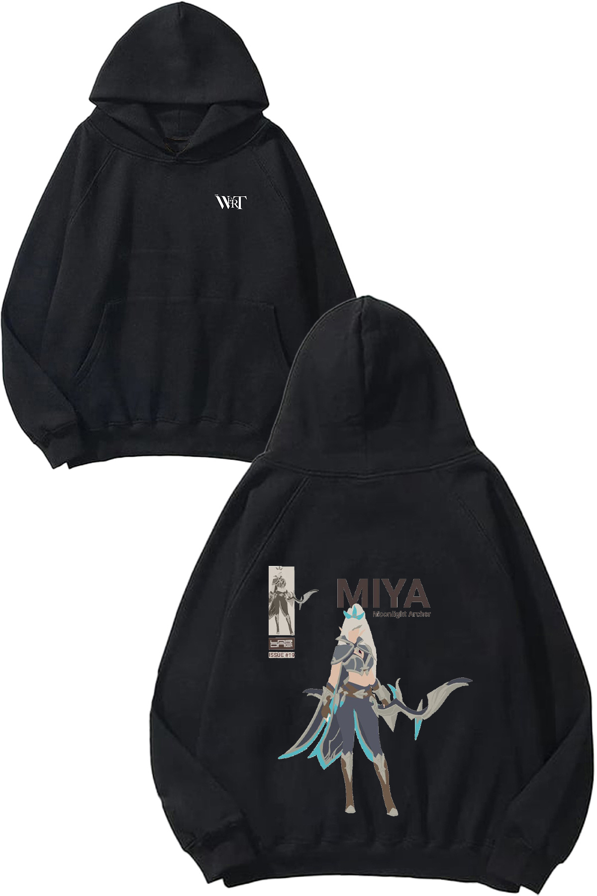 THEWERT Miya Mlbb Design Back Printed Black Hooded Sweatshirt