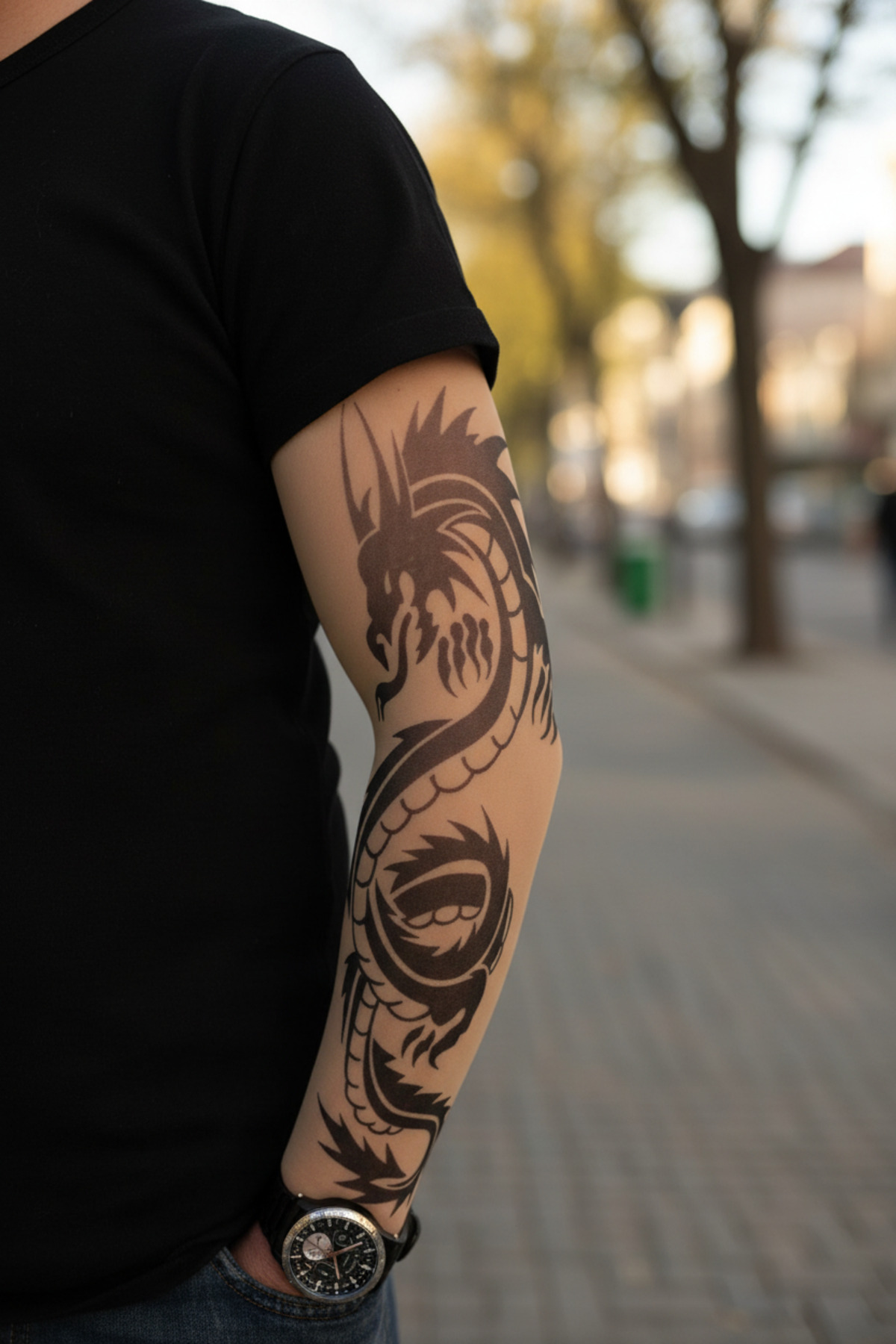 Lavmi Giyilebilir Dövme Çift Kol 2 Adet Kol Çorap Dövmesi Sleeve tattoo Model53