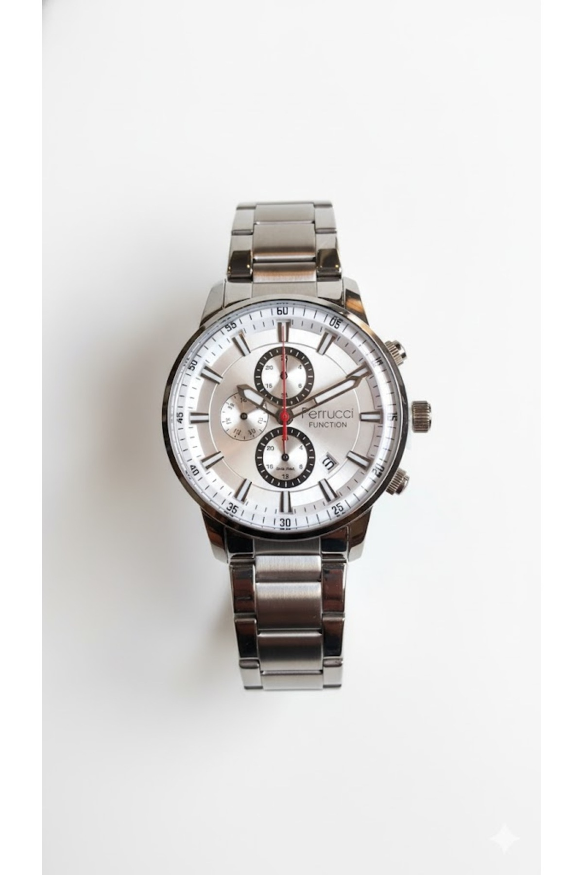 ساعت مچی مردانه نقره‌ای رنگ، صفحه فلزی - بند فلزی شیک، ضمانت ۲ ساله